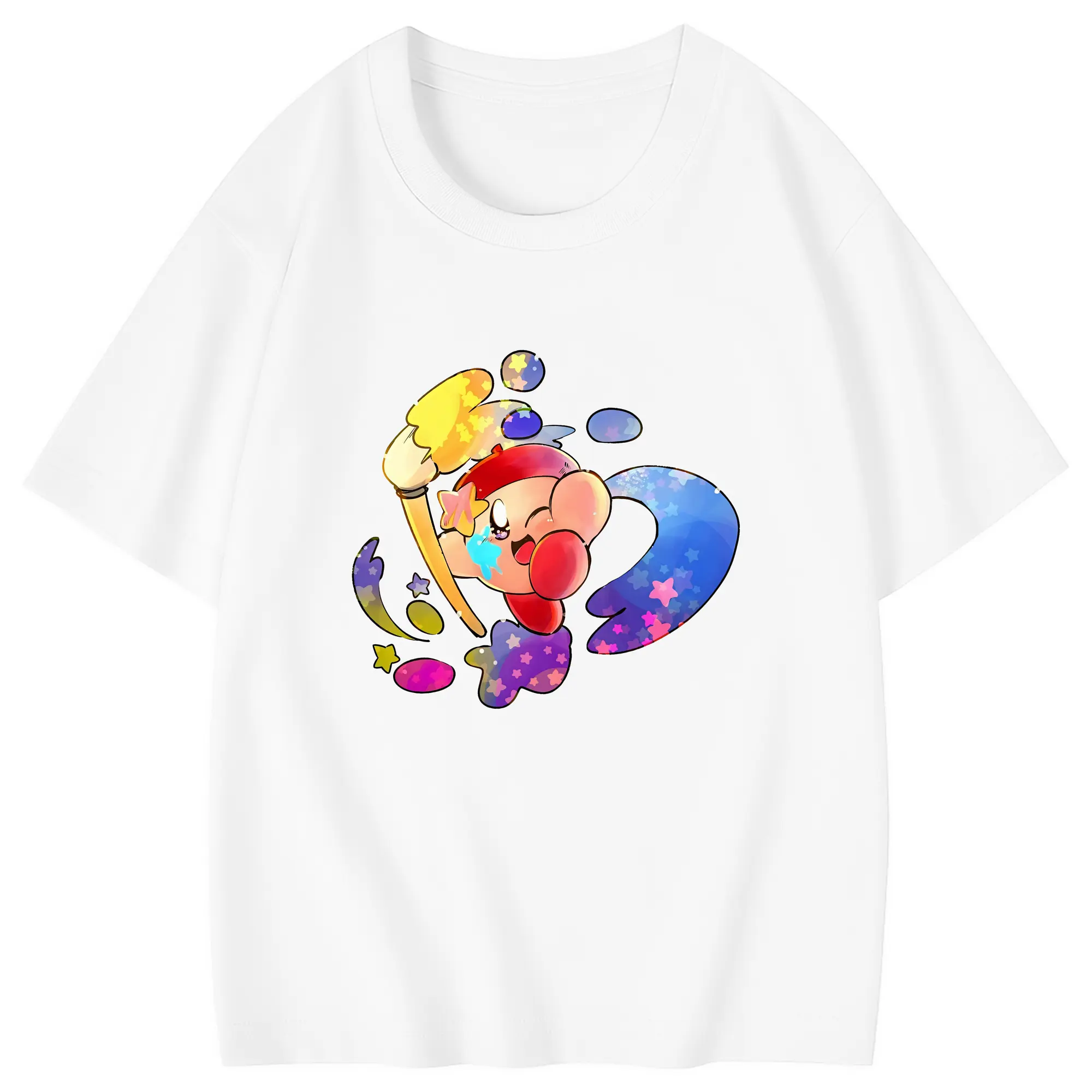 星のカービィ グッズ カービィ - 綿100％ キッズTシャツ ・ フロントプリント ・ 快適 通気性 ・ スポーツ カジュアル 散歩用