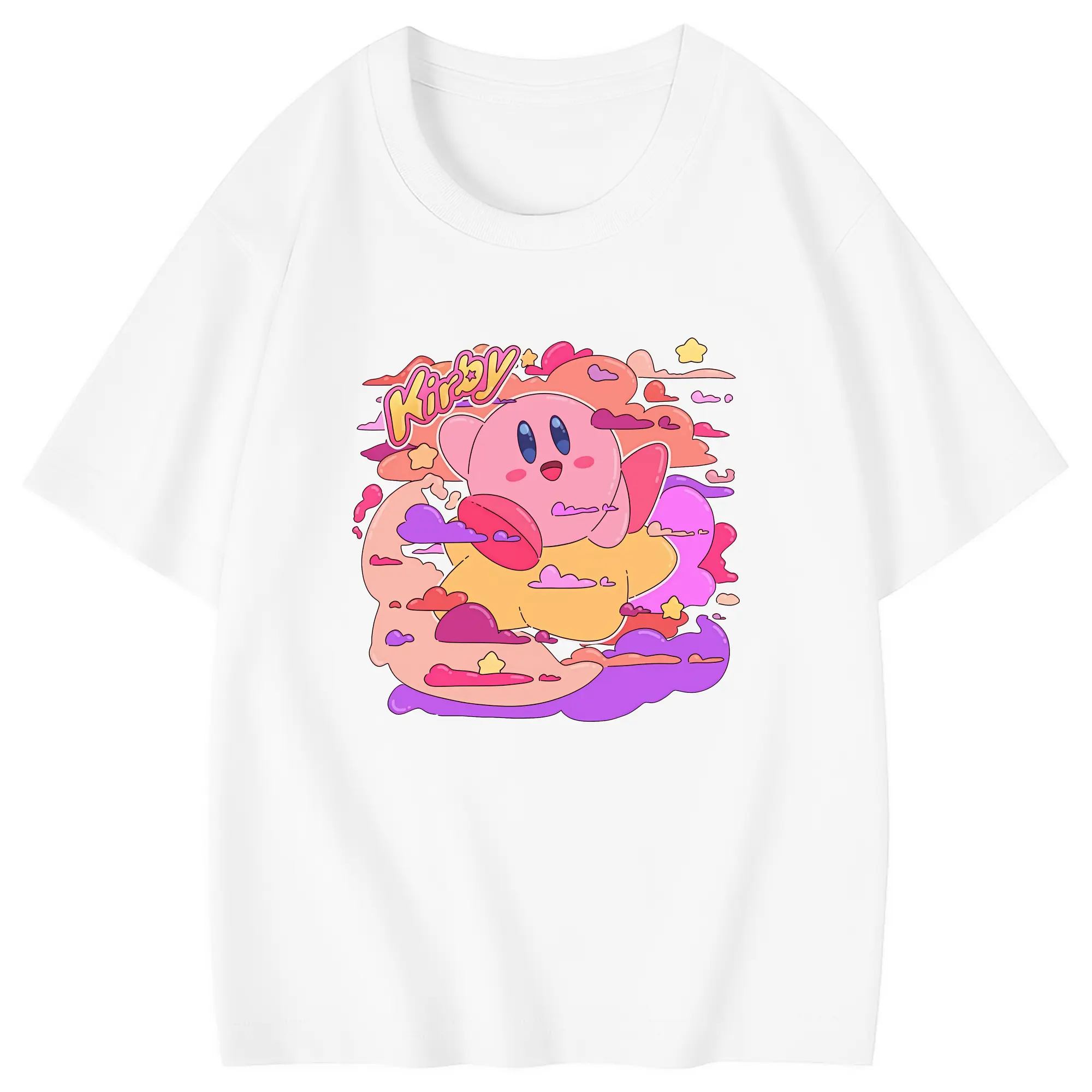 星のカービィ グッズ カービィ - 綿100％ キッズTシャツ ・ フロントプリント ・ 快適 通気性 ・ スポーツ カジュアル 散歩用