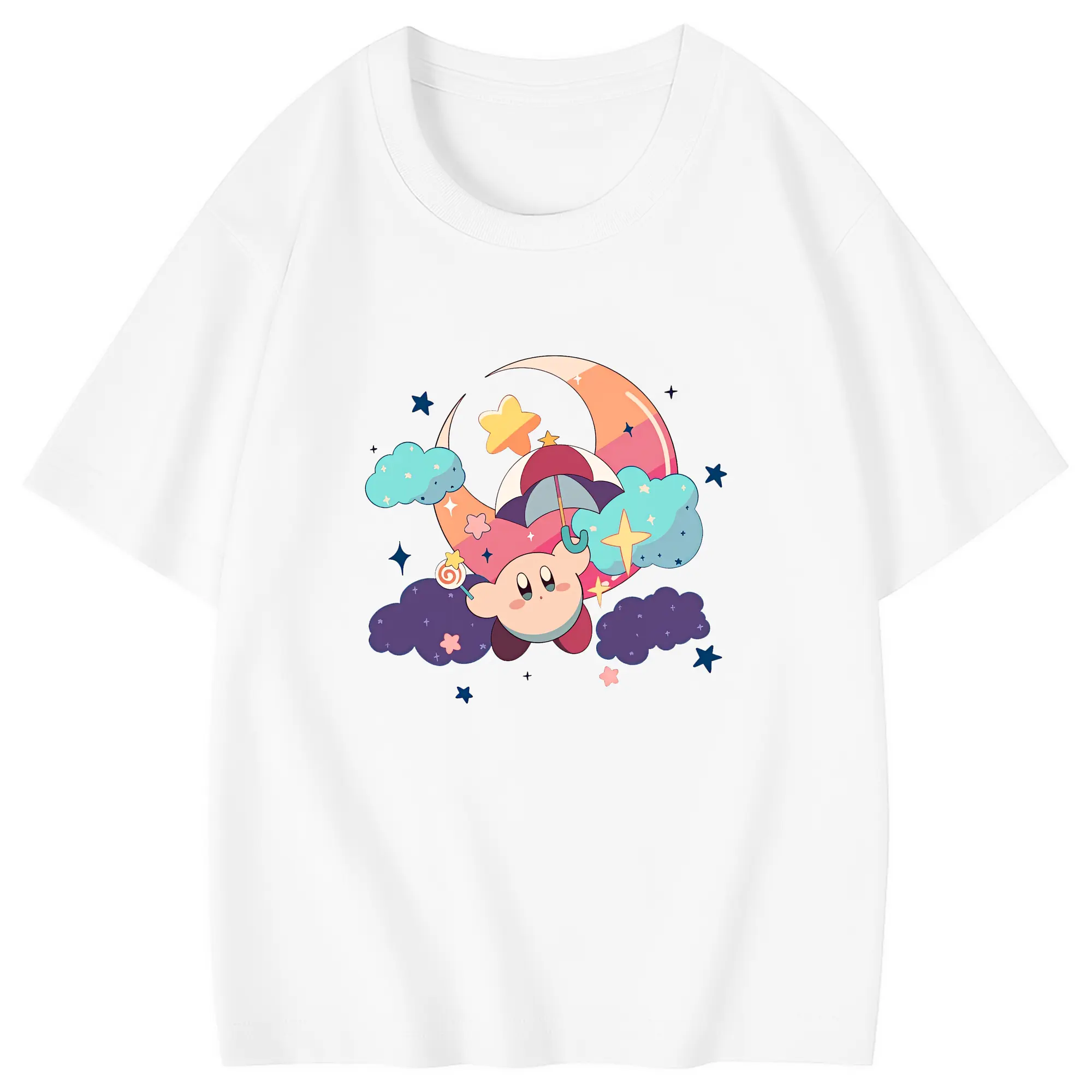星のカービィ グッズ カービィ - 綿100％ キッズTシャツ ・ フロントプリント ・ 快適 通気性 ・ スポーツ カジュアル 散歩用