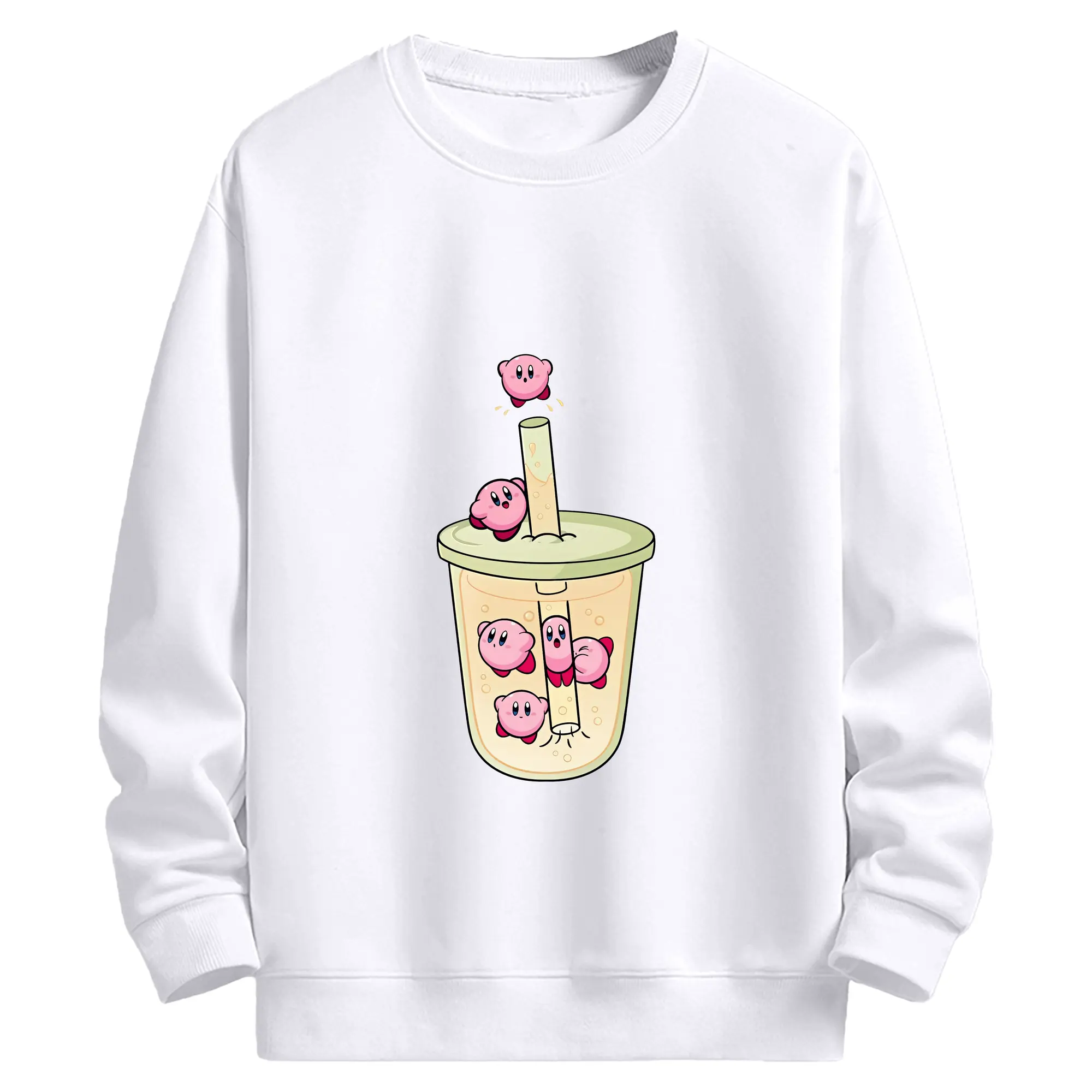 星のカービィ グッズ カービィ - 高品質 クルーネック スウェット ・ コットン59％ ポリエステル41％ ・ ユニセックス 長袖 トレーナー ・ カジュアル デイリー スポーツ 散歩用