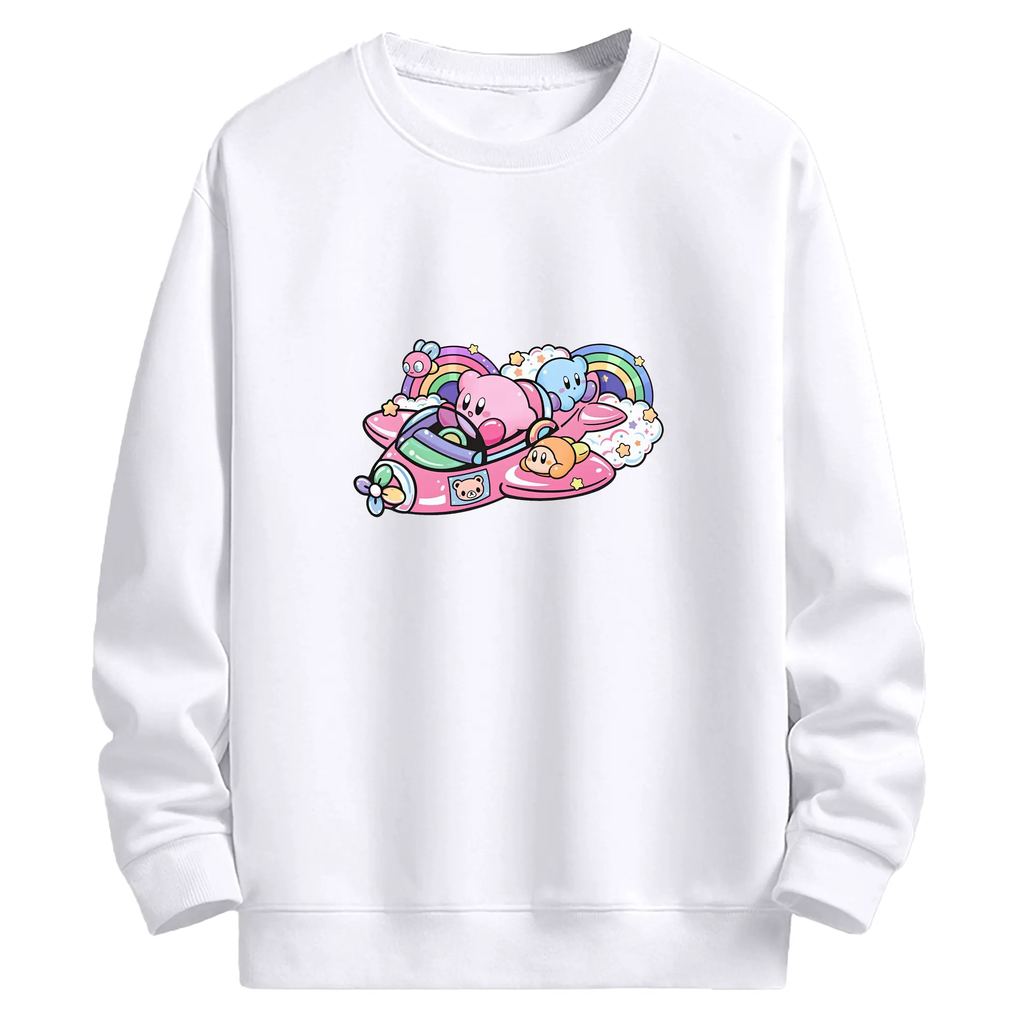 星のカービィ グッズ カービィ - 高品質 クルーネック スウェット ・ コットン59％ ポリエステル41％ ・ ユニセックス 長袖 トレーナー ・ カジュアル デイリー スポーツ 散歩用