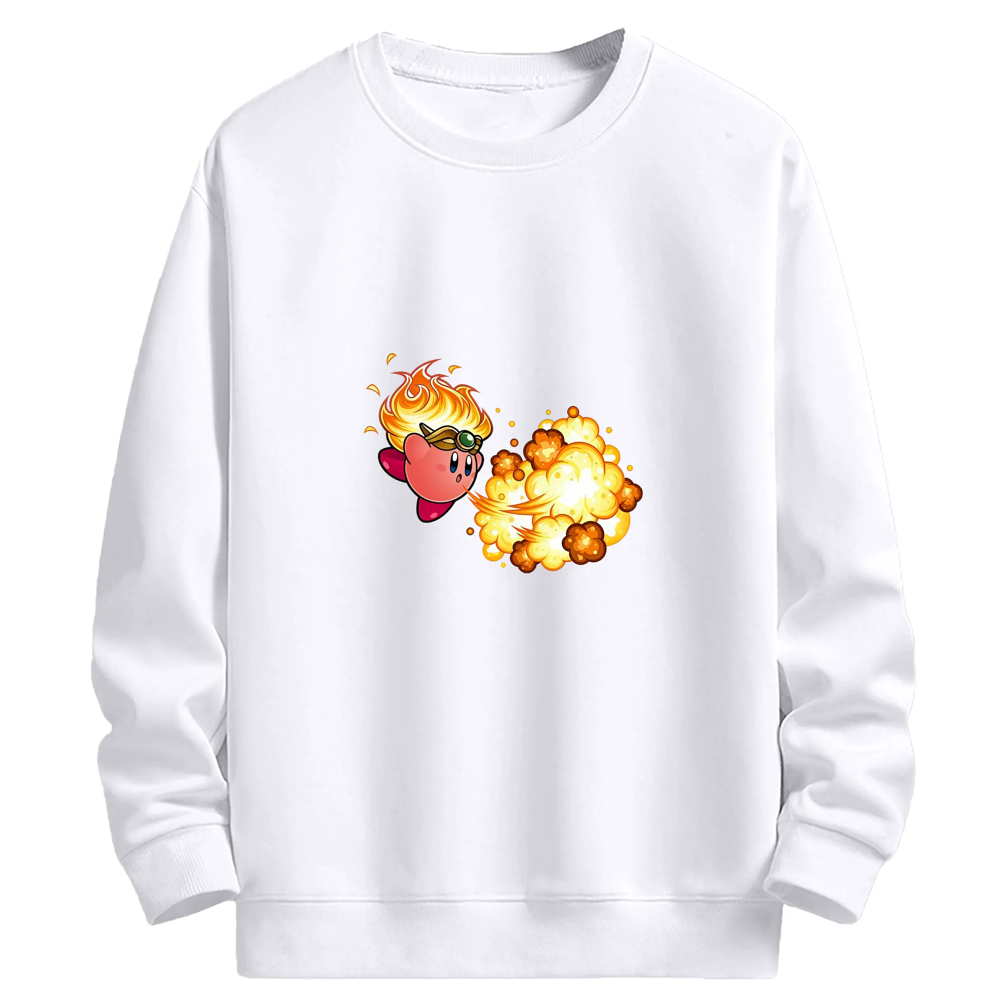 星のカービィ グッズ カービィ - 高品質 クルーネック スウェット ・ コットン59％ ポリエステル41％ ・ ユニセックス 長袖 トレーナー ・ カジュアル デイリー スポーツ 散歩用