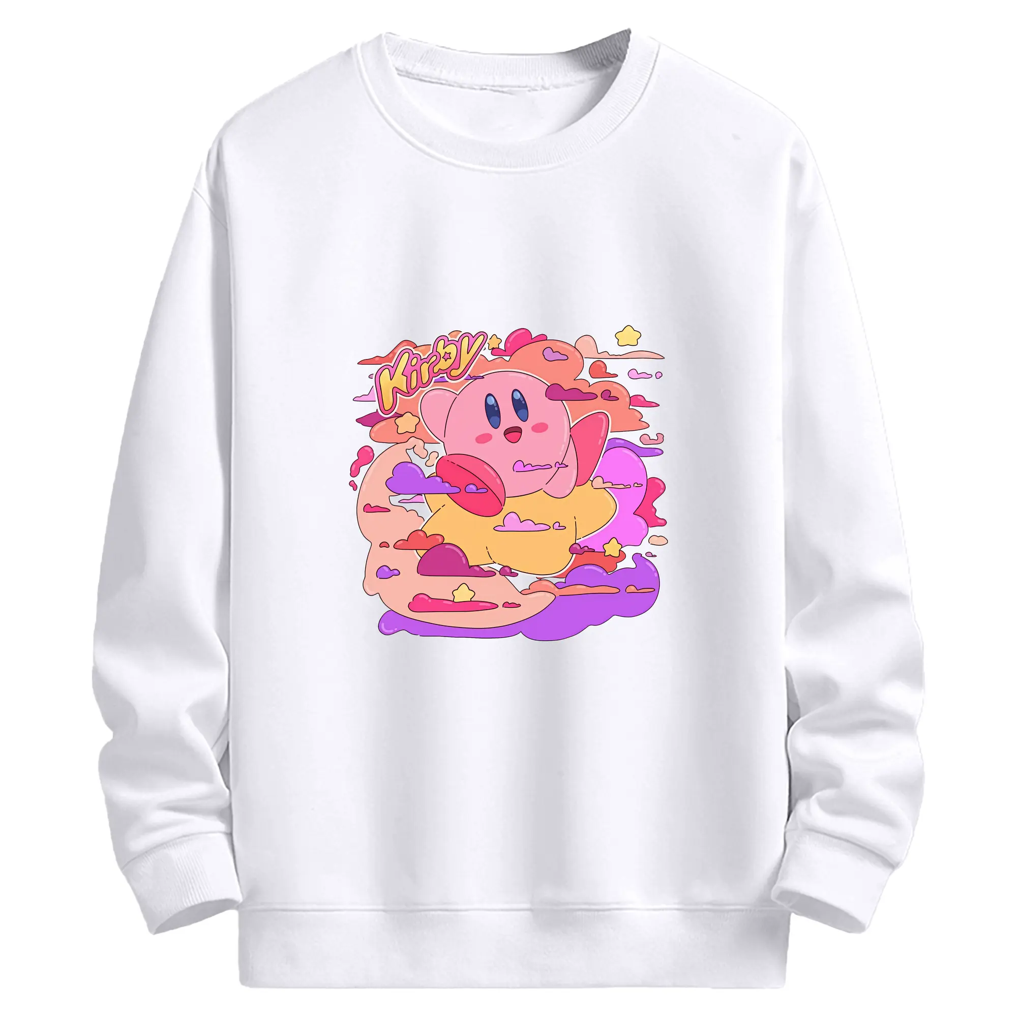 星のカービィ グッズ カービィ - 高品質 クルーネック スウェット ・ コットン59％ ポリエステル41％ ・ ユニセックス 長袖 トレーナー ・ カジュアル デイリー スポーツ 散歩用