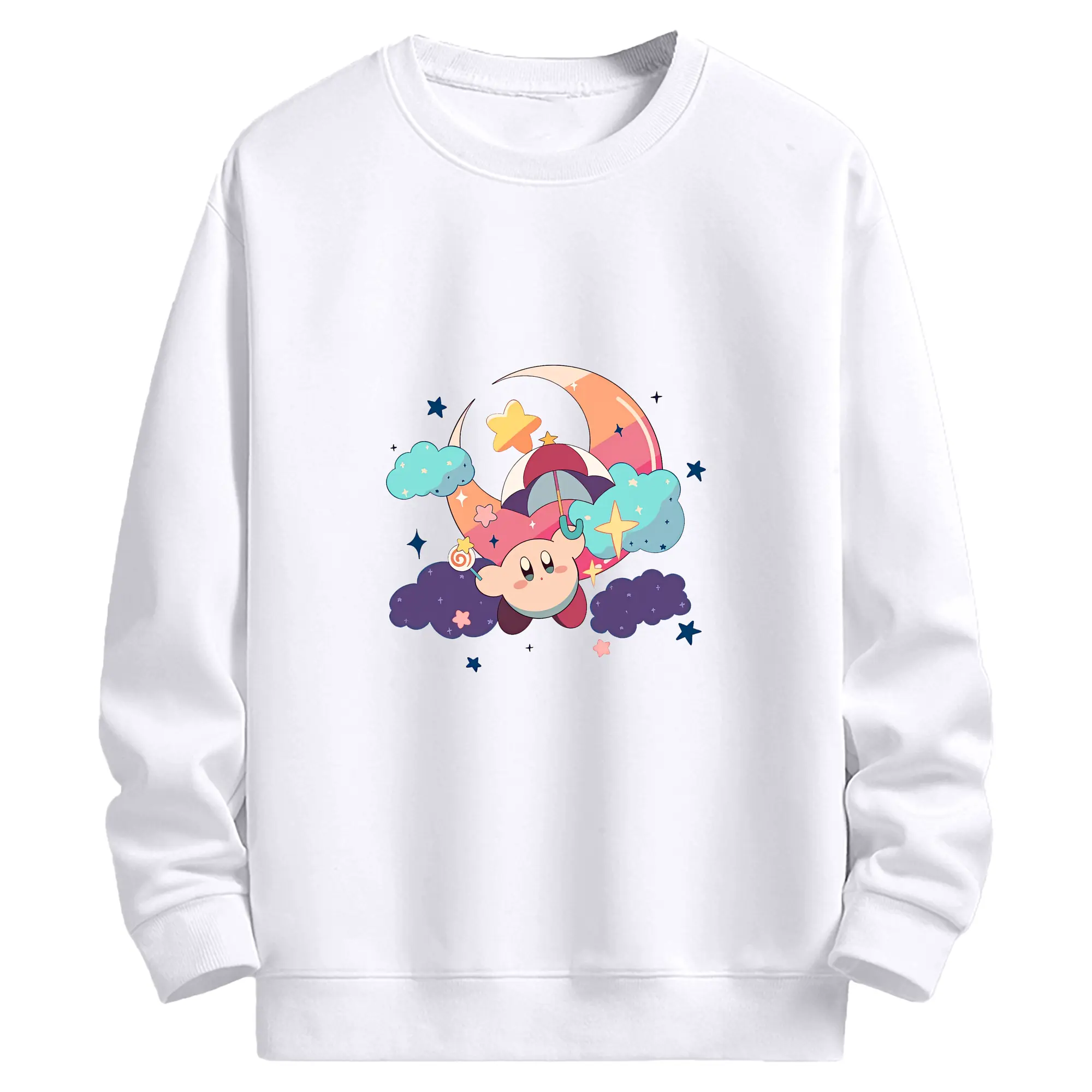 星のカービィ グッズ カービィ - 高品質 クルーネック スウェット ・ コットン59％ ポリエステル41％ ・ ユニセックス 長袖 トレーナー ・ カジュアル デイリー スポーツ 散歩用