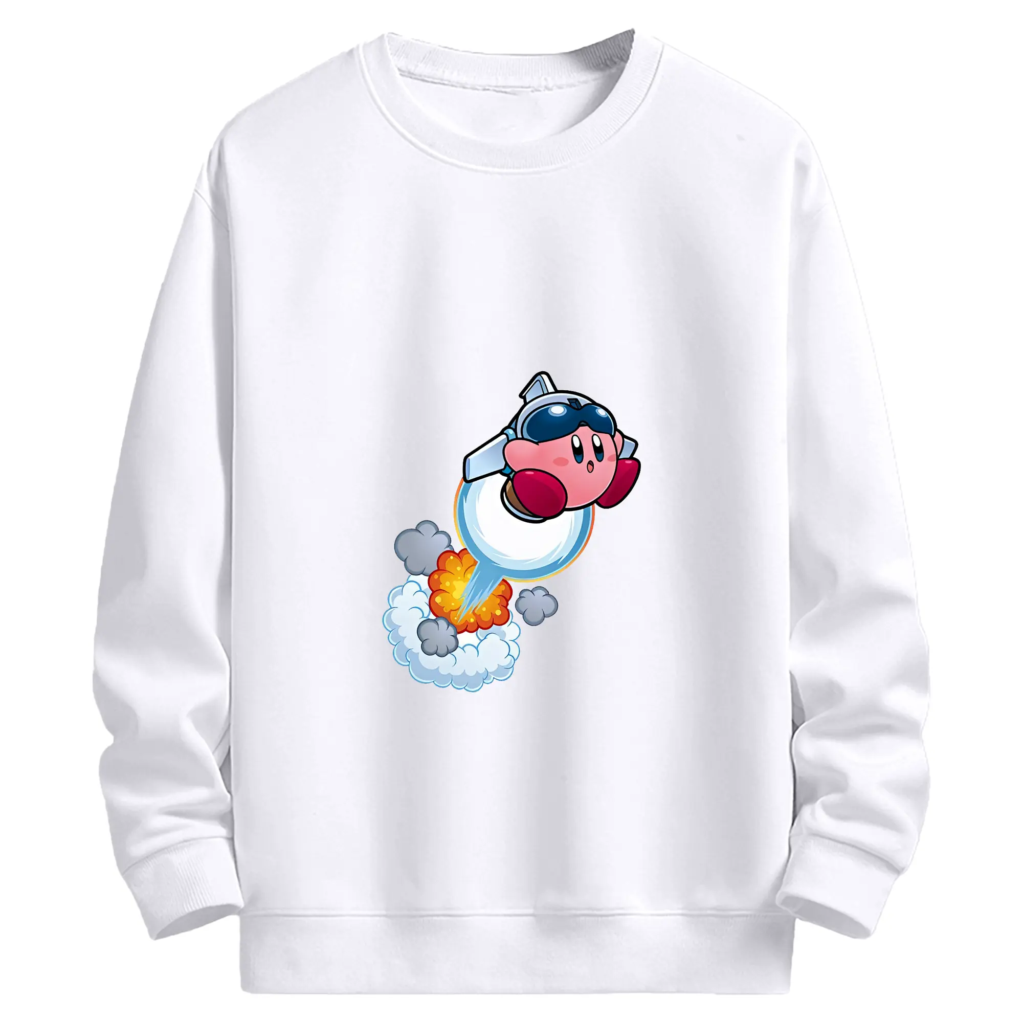 星のカービィ グッズ カービィ - 高品質 クルーネック スウェット ・ コットン59％ ポリエステル41％ ・ ユニセックス 長袖 トレーナー ・ カジュアル デイリー スポーツ 散歩用