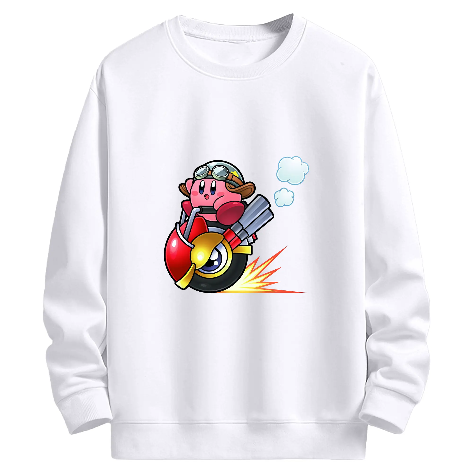 星のカービィ グッズ カービィ - 高品質 クルーネック スウェット ・ コットン59％ ポリエステル41％ ・ ユニセックス 長袖 トレーナー ・ カジュアル デイリー スポーツ 散歩用