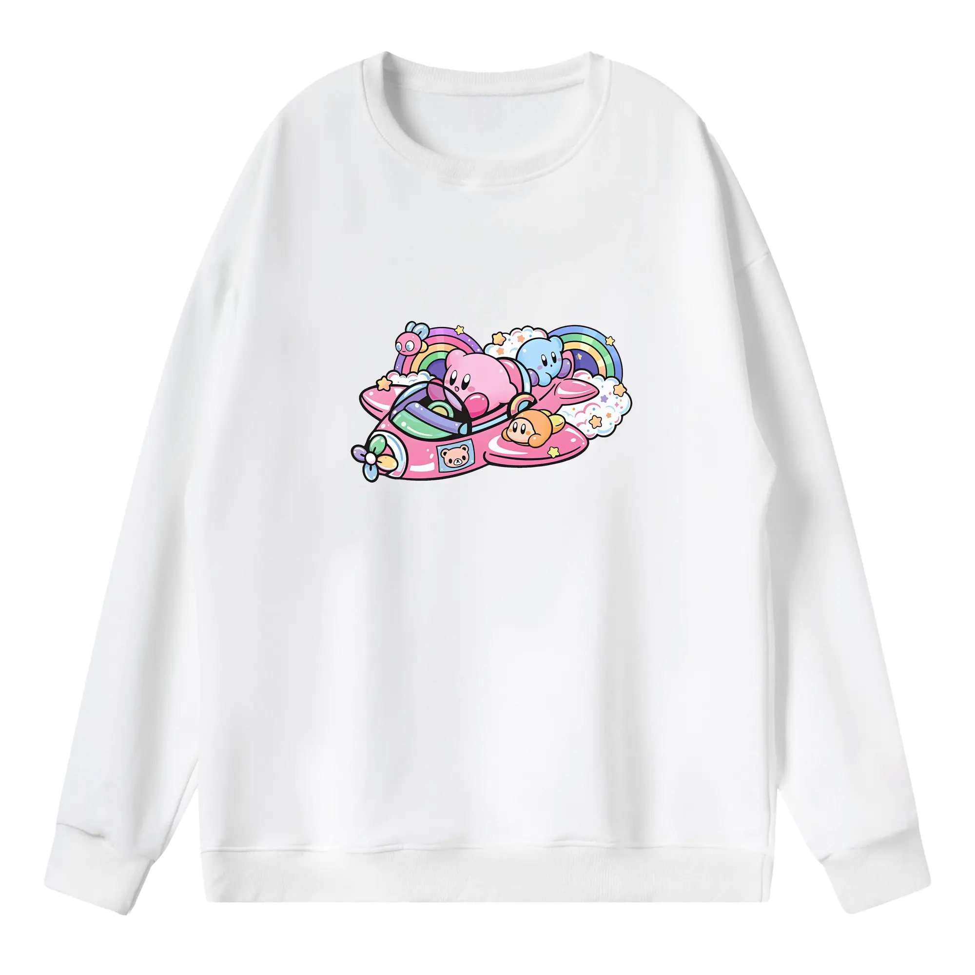 星のカービィ グッズ カービィ - 薄手 クルーネック スウェット 裏毛260g · ポリエステル 春秋向け カジュアル 男女兼用 · トレーナー デイリー スポーツ 散歩に最適