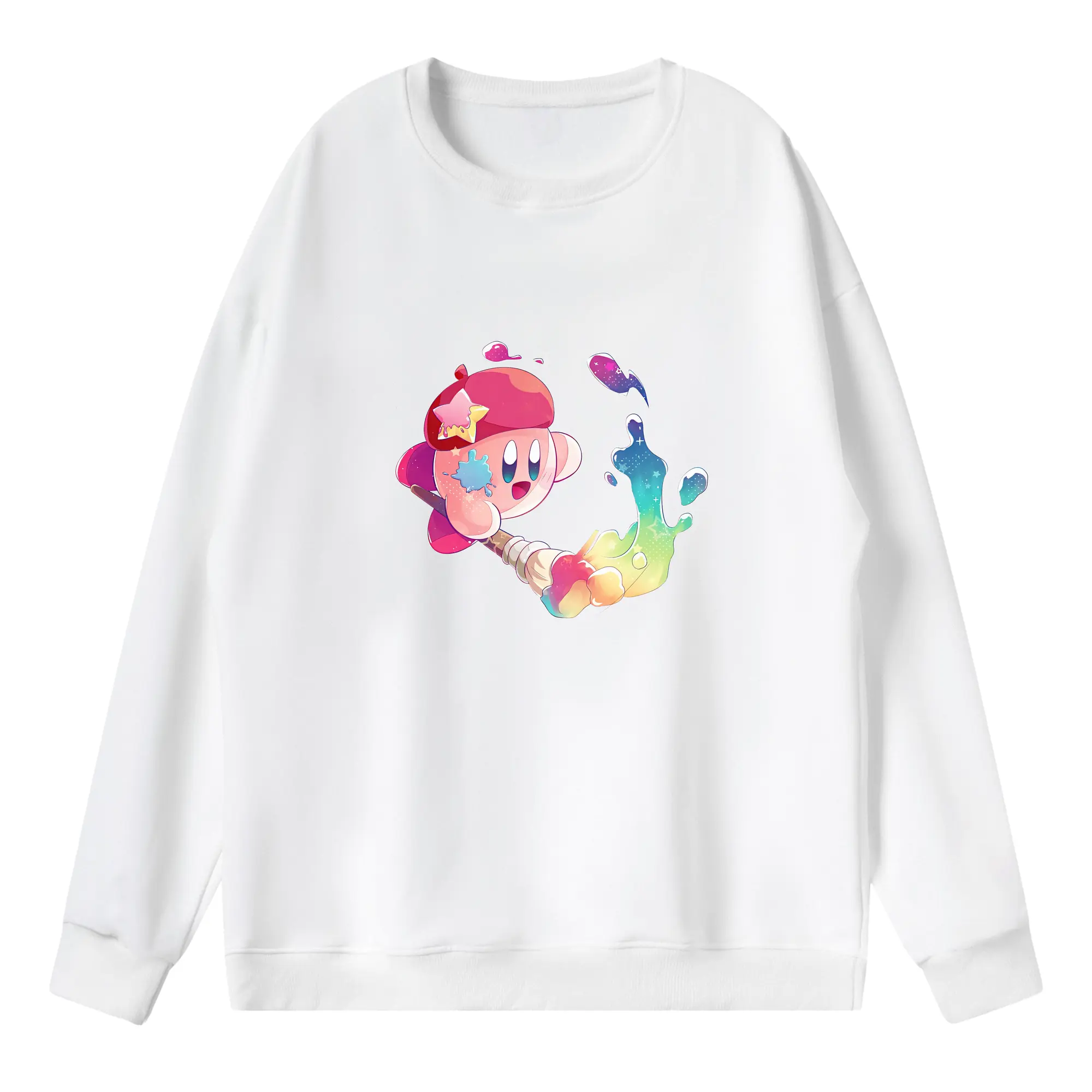 星のカービィ グッズ カービィ - 薄手 クルーネック スウェット 裏毛260g · ポリエステル 春秋向け カジュアル 男女兼用 · トレーナー デイリー スポーツ 散歩に最適