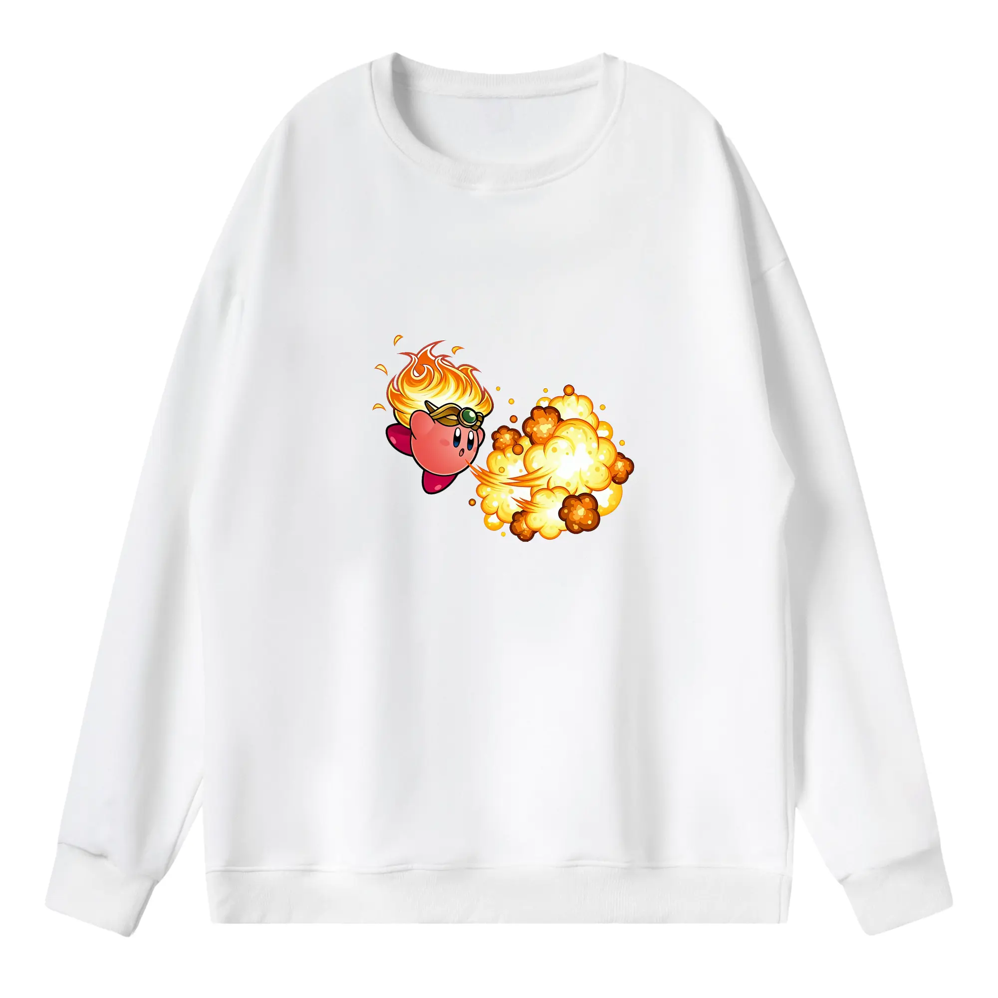 星のカービィ グッズ カービィ - 薄手 クルーネック スウェット 裏毛260g · ポリエステル 春秋向け カジュアル 男女兼用 · トレーナー デイリー スポーツ 散歩に最適