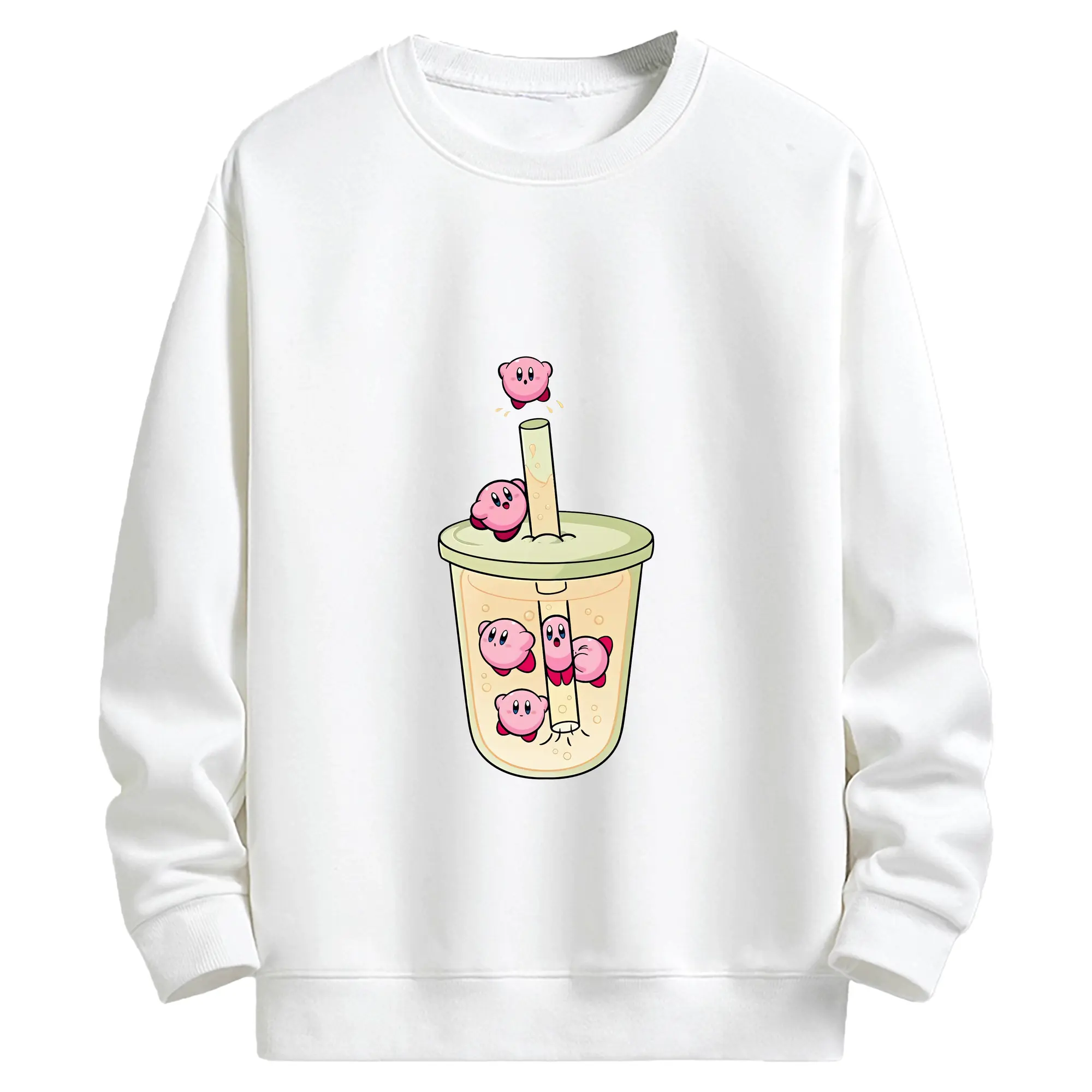 星のカービィ グッズ カービィ - キッズ クルーネックスウェットシャツ ・ フロントプリント ・ 綿80％ ポリエステル20％ ・ 快適 通学 スポーツ 日常使い お散歩用