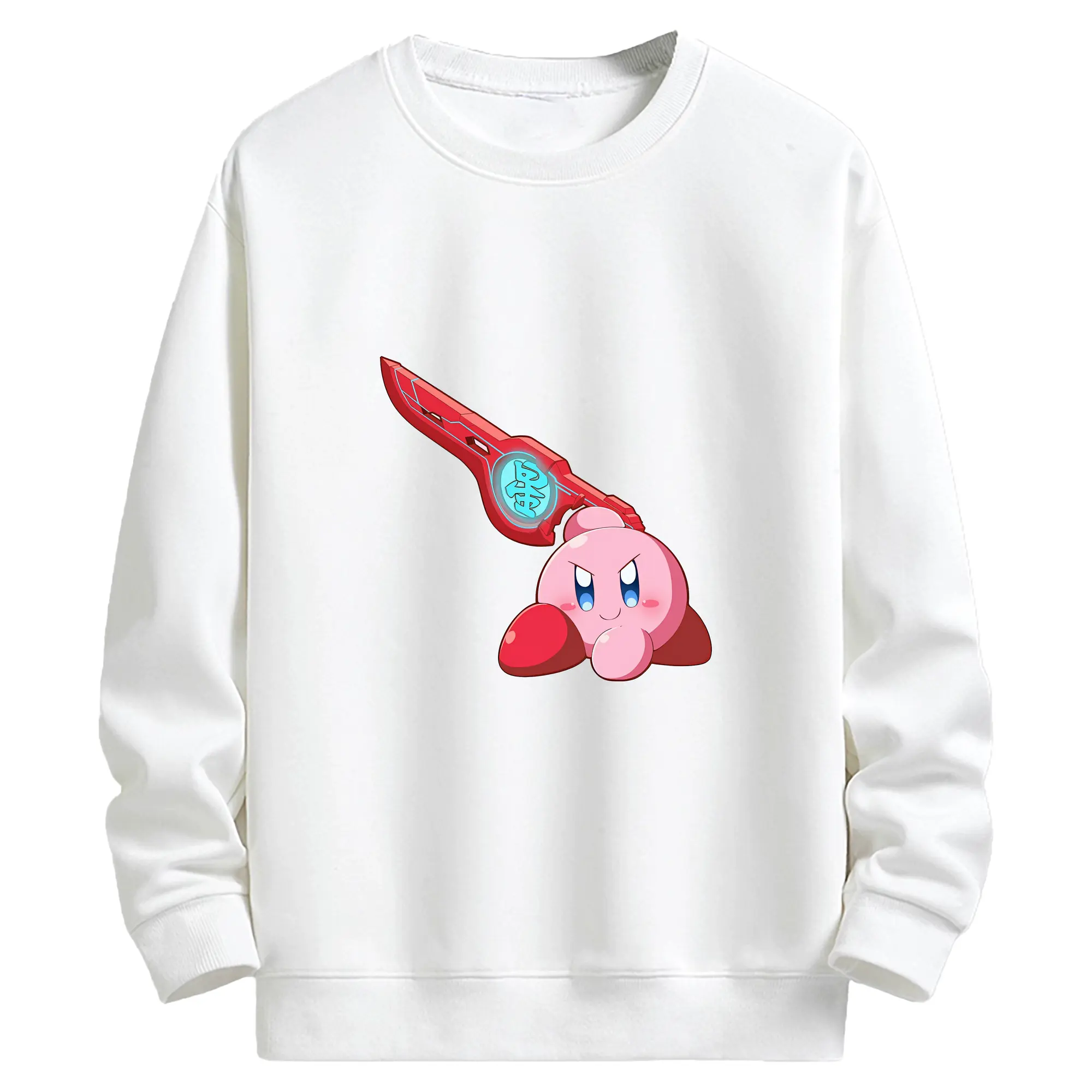 星のカービィ グッズ カービィ - キッズ クルーネックスウェットシャツ ・ フロントプリント ・ 綿80％ ポリエステル20％ ・ 快適 通学 スポーツ 日常使い お散歩用