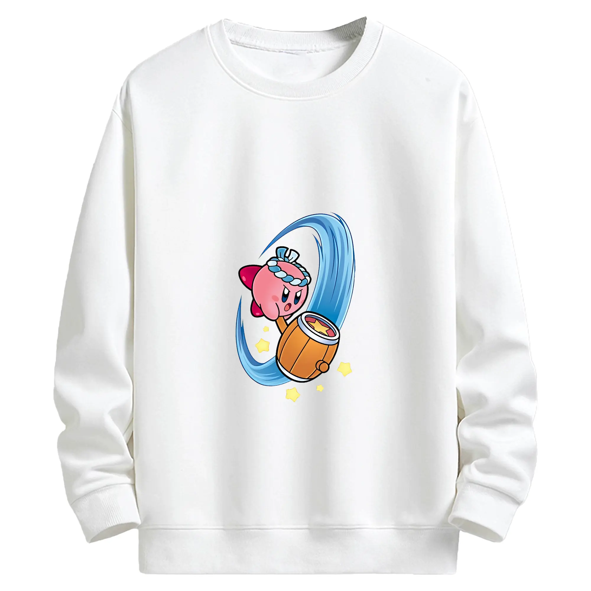 星のカービィ グッズ カービィ - キッズ クルーネックスウェットシャツ ・ フロントプリント ・ 綿80％ ポリエステル20％ ・ 快適 通学 スポーツ 日常使い お散歩用