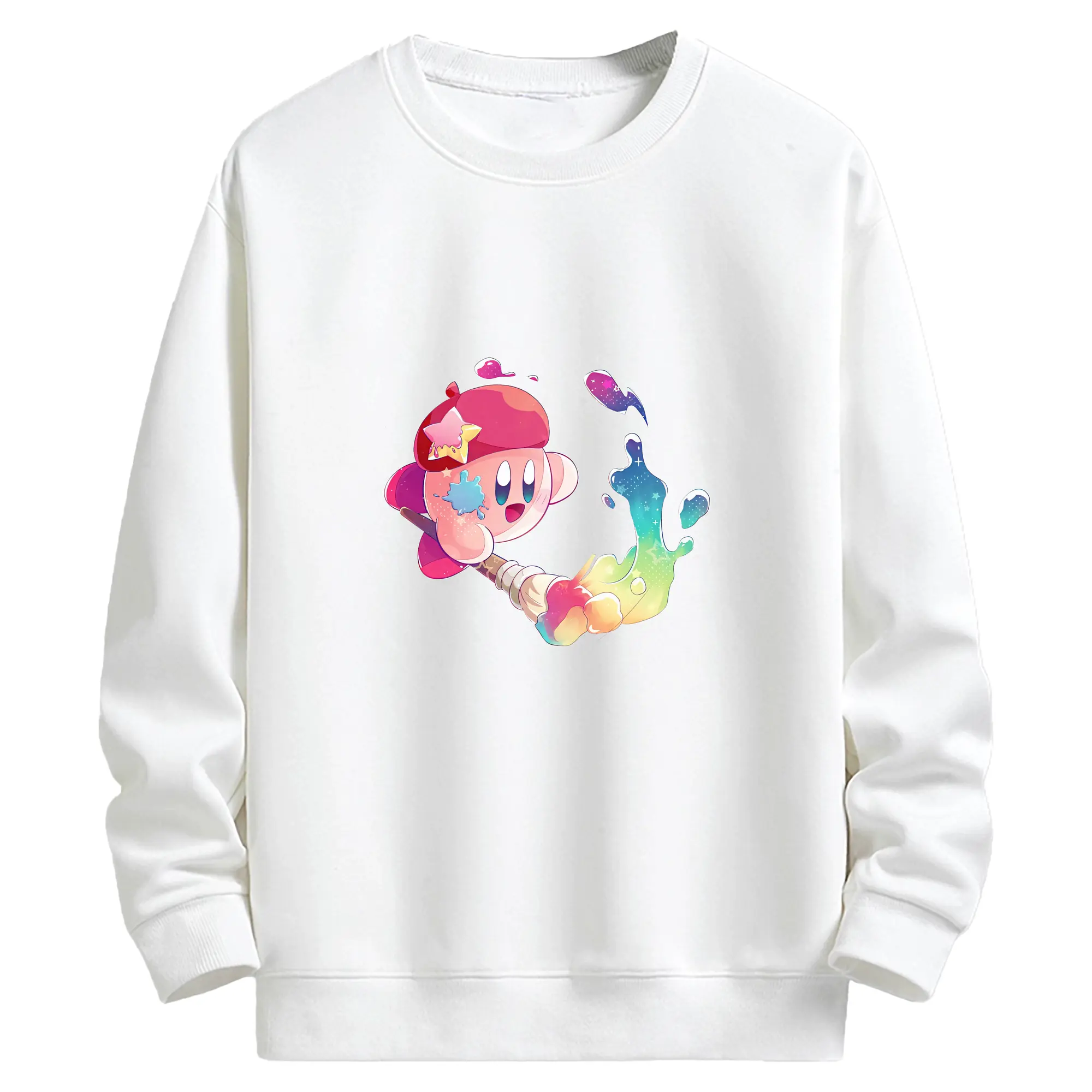 星のカービィ グッズ カービィ - キッズ クルーネックスウェットシャツ ・ フロントプリント ・ 綿80％ ポリエステル20％ ・ 快適 通学 スポーツ 日常使い お散歩用