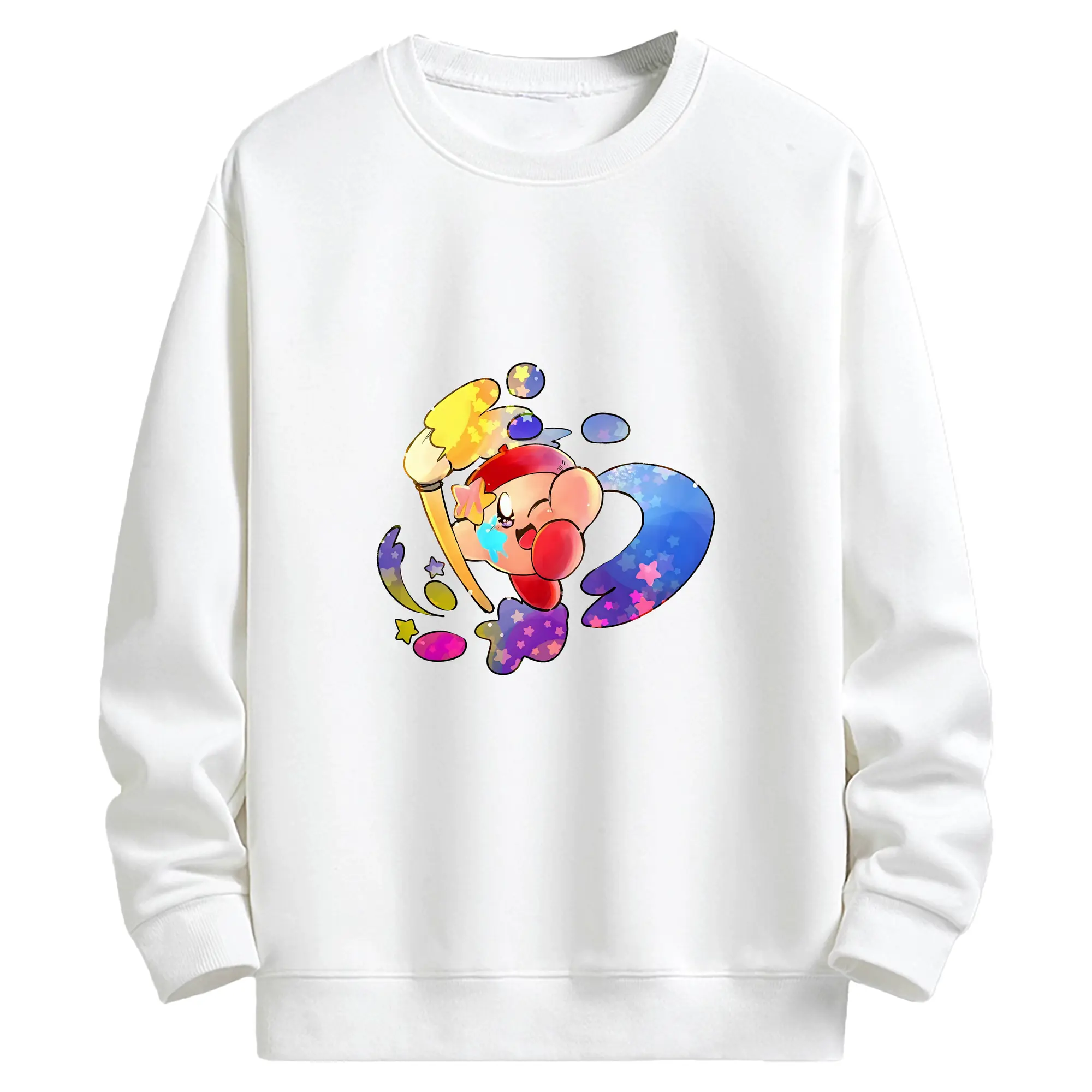 星のカービィ グッズ カービィ - キッズ クルーネックスウェットシャツ ・ フロントプリント ・ 綿80％ ポリエステル20％ ・ 快適 通学 スポーツ 日常使い お散歩用