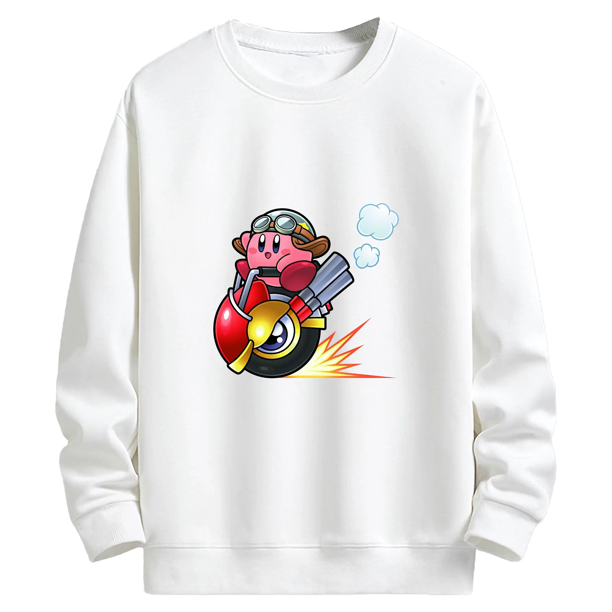 星のカービィ グッズ カービィ - キッズ クルーネックスウェットシャツ ・ フロントプリント ・ 綿80％ ポリエステル20％ ・ 快適 通学 スポーツ 日常使い お散歩用