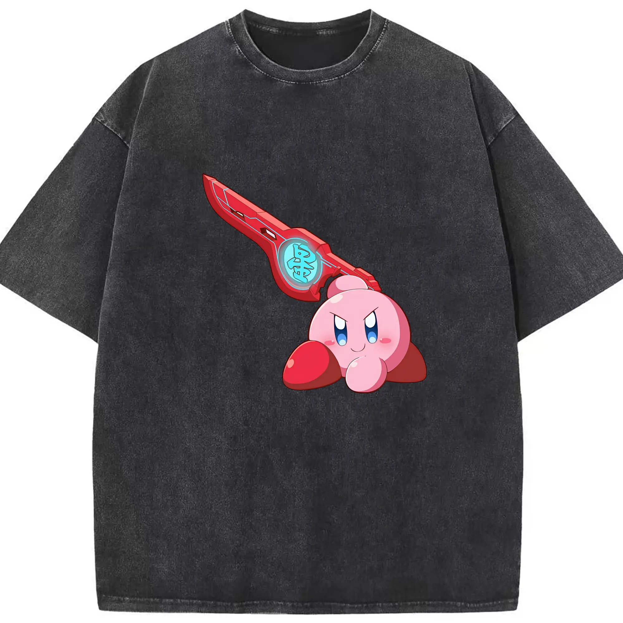 星のカービィ グッズ カービィ - 綿100％ ヴィンテージ風 半袖Tシャツ ・ フロントプリント ・ 柔らか肌触り ・ 通気性 快適 ・ スポーツ カジュアル 外出用