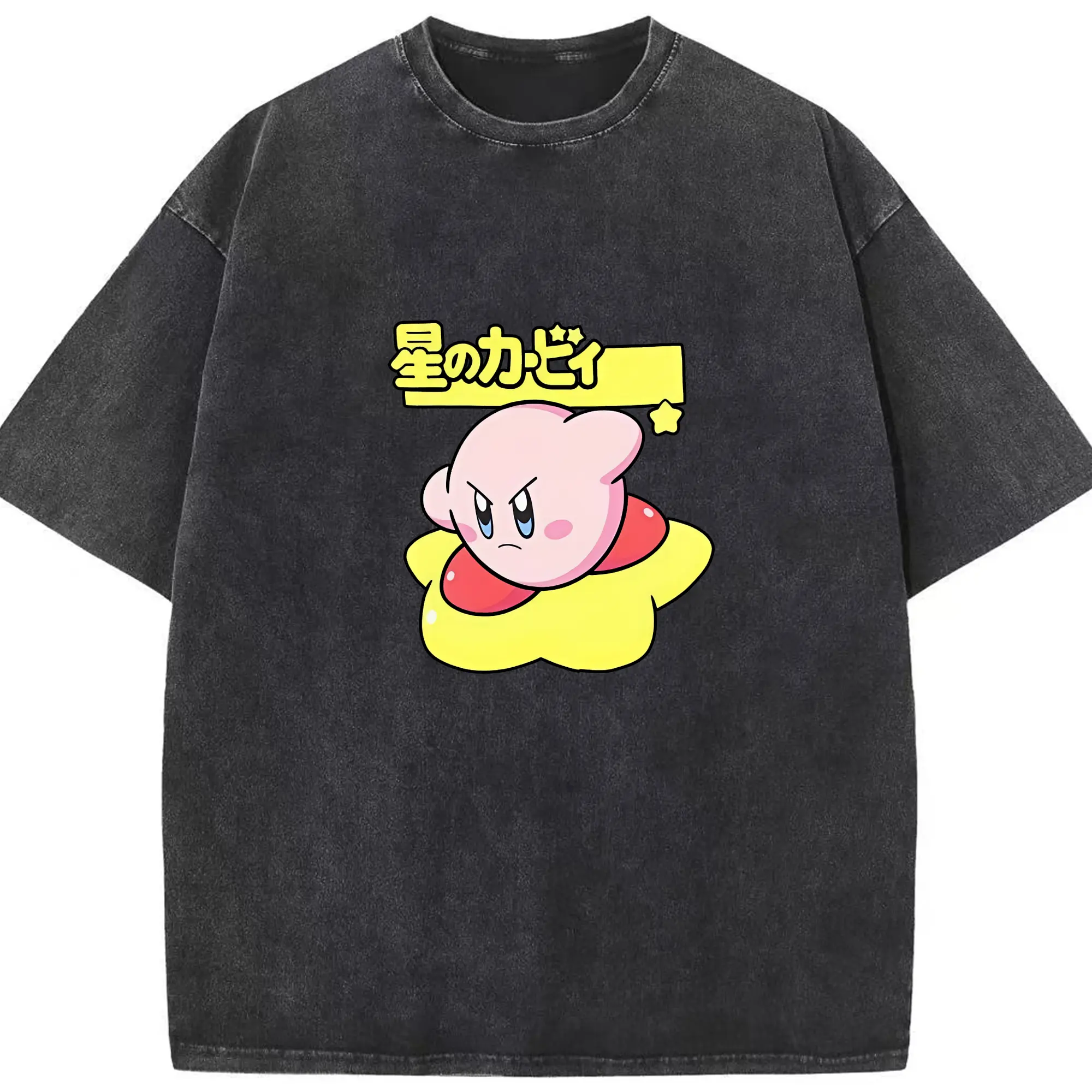 星のカービィ グッズ カービィ - 綿100％ ヴィンテージ風 半袖Tシャツ ・ フロントプリント ・ 柔らか肌触り ・ 通気性 快適 ・ スポーツ カジュアル 外出用