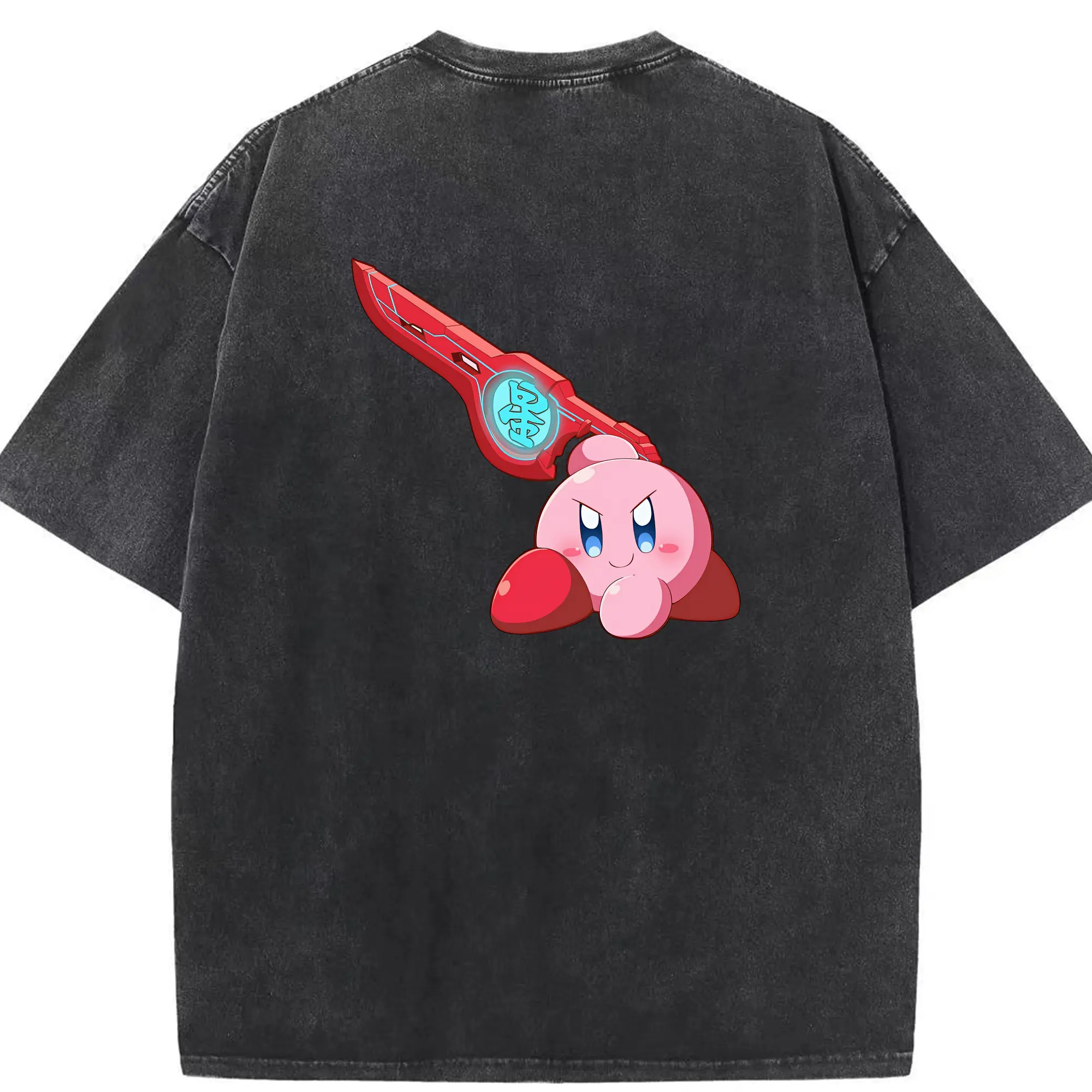 星のカービィ グッズ カービィ - 綿100％ ヴィンテージ風 半袖Tシャツ ・ 背面プリント ・ 柔らか肌触り ・ 通気性 快適 ・ スポーツ カジュアル 外出用