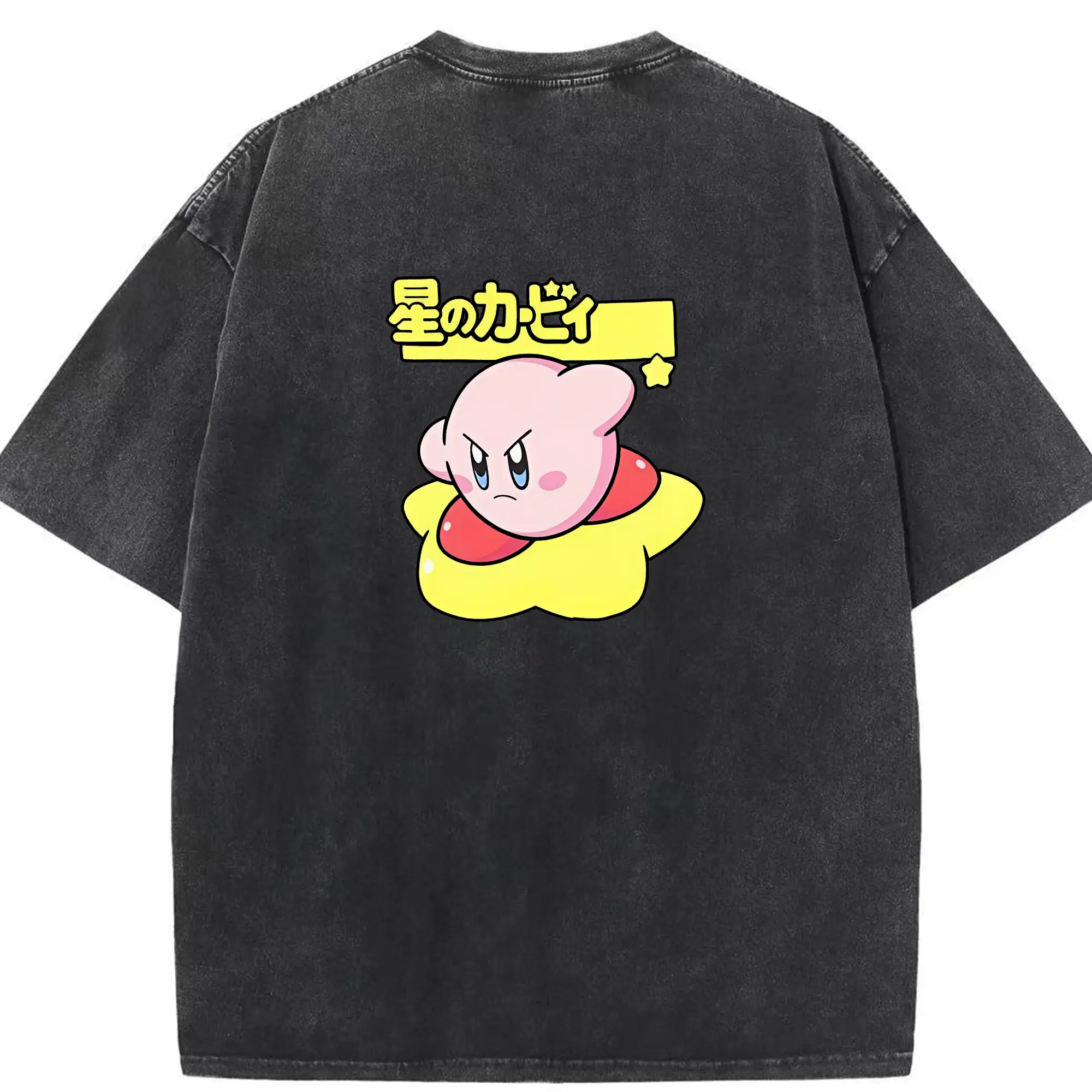 星のカービィ グッズ カービィ - 綿100％ ヴィンテージ風 半袖Tシャツ ・ 背面プリント ・ 柔らか肌触り ・ 通気性 快適 ・ スポーツ カジュアル 外出用