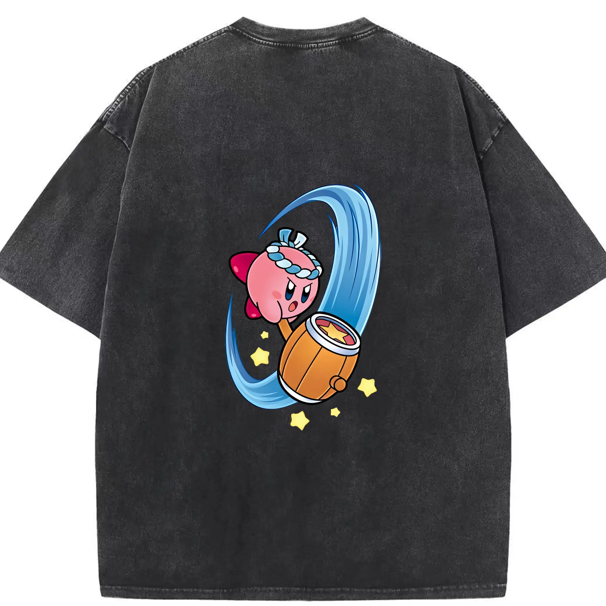 星のカービィ グッズ カービィ - 綿100％ ヴィンテージ風 半袖Tシャツ ・ 背面プリント ・ 柔らか肌触り ・ 通気性 快適 ・ スポーツ カジュアル 外出用