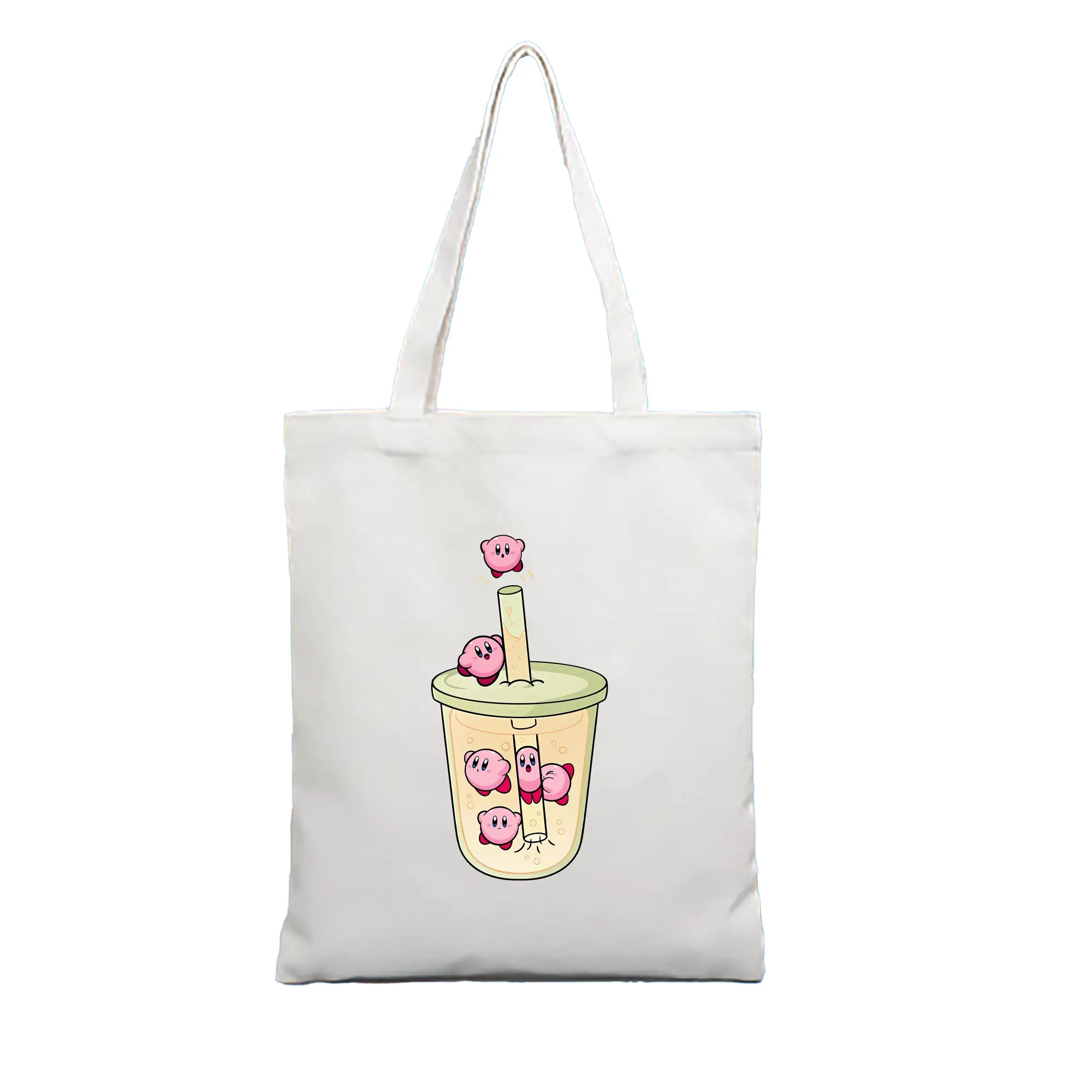 星のカービィ グッズ カービィ - 縦型キャンバス手提げバッグ（トートバッグ） ・ キャンバス素材 ・ ショッピング用 ・ 軽量 丈夫 お手入れ簡単