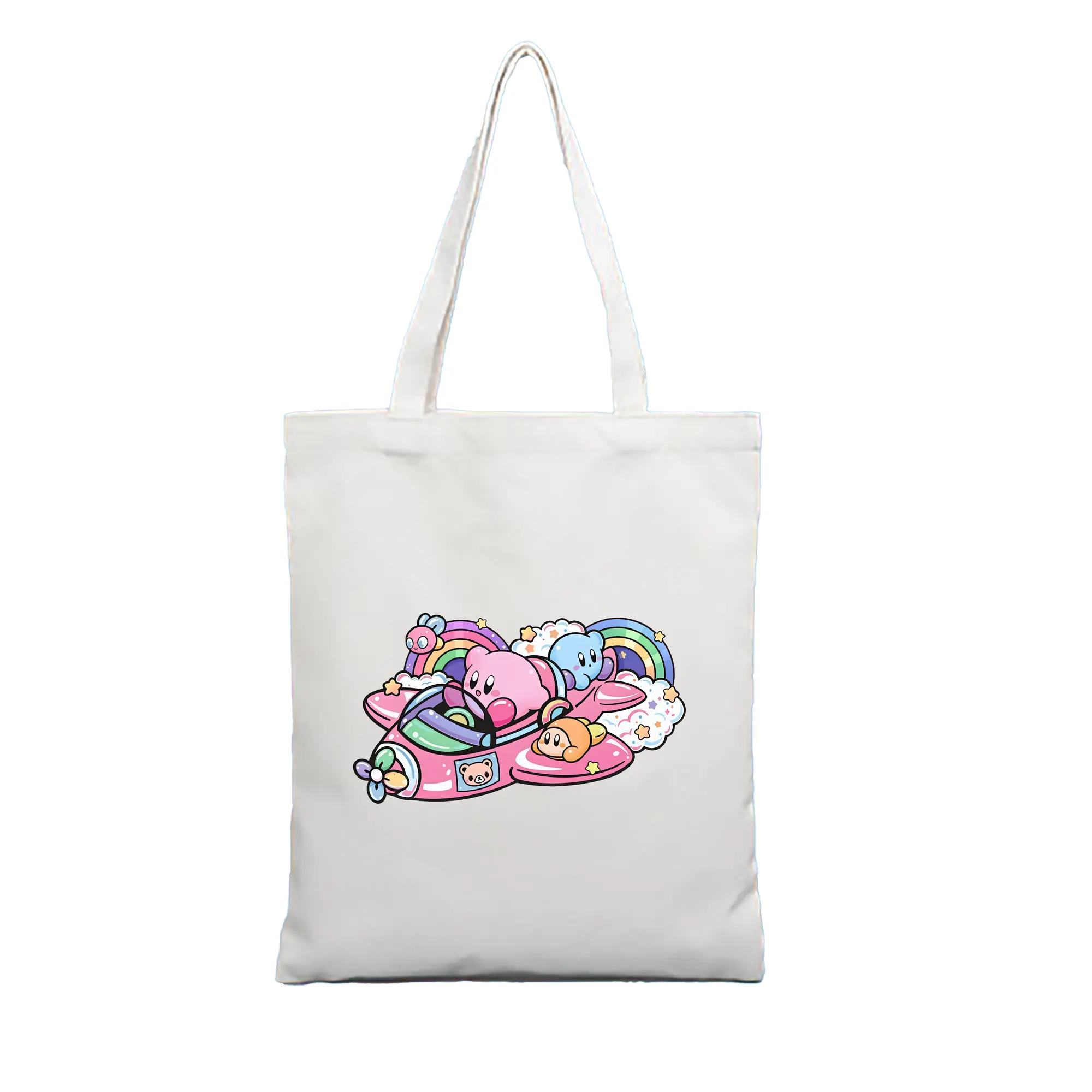 星のカービィ グッズ カービィ - 縦型キャンバス手提げバッグ（トートバッグ） ・ キャンバス素材 ・ ショッピング用 ・ 軽量 丈夫 お手入れ簡単