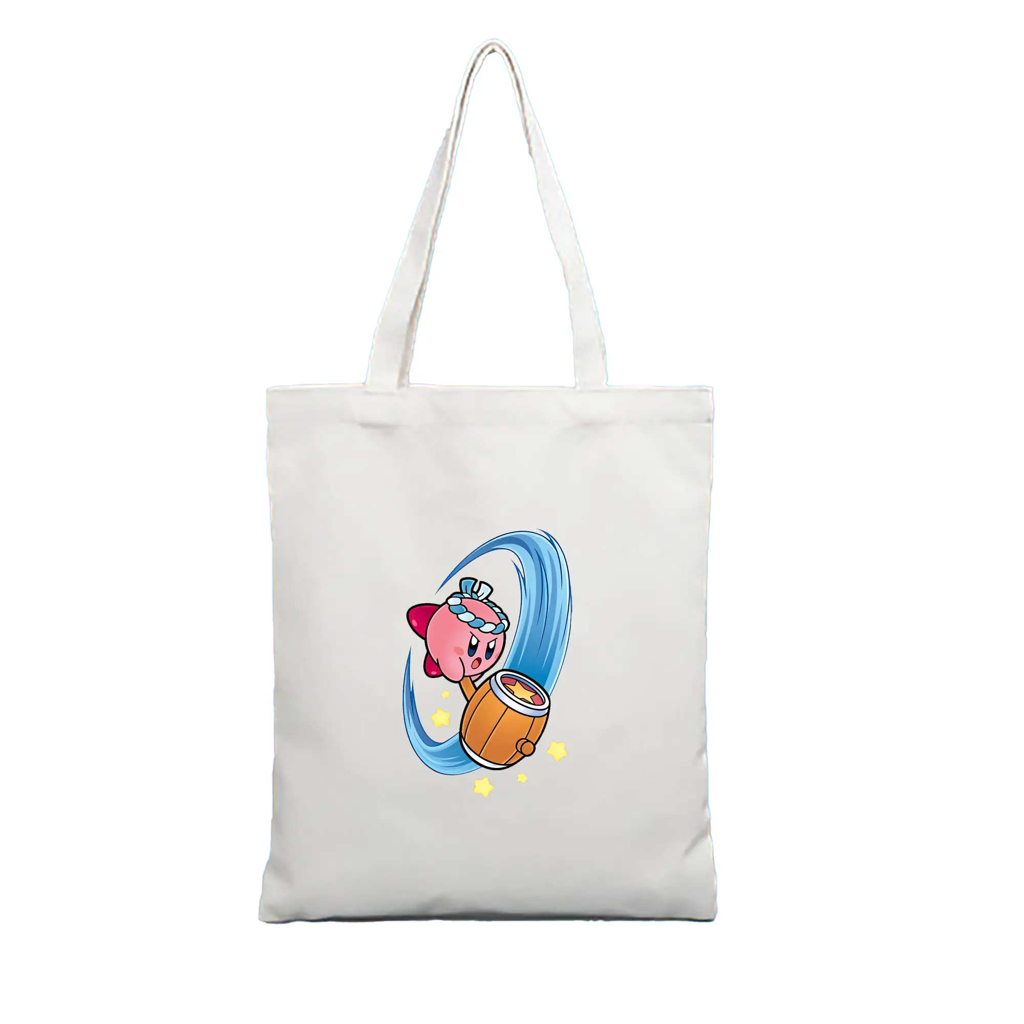 星のカービィ グッズ カービィ - 縦型キャンバス手提げバッグ（トートバッグ） ・ キャンバス素材 ・ ショッピング用 ・ 軽量 丈夫 お手入れ簡単