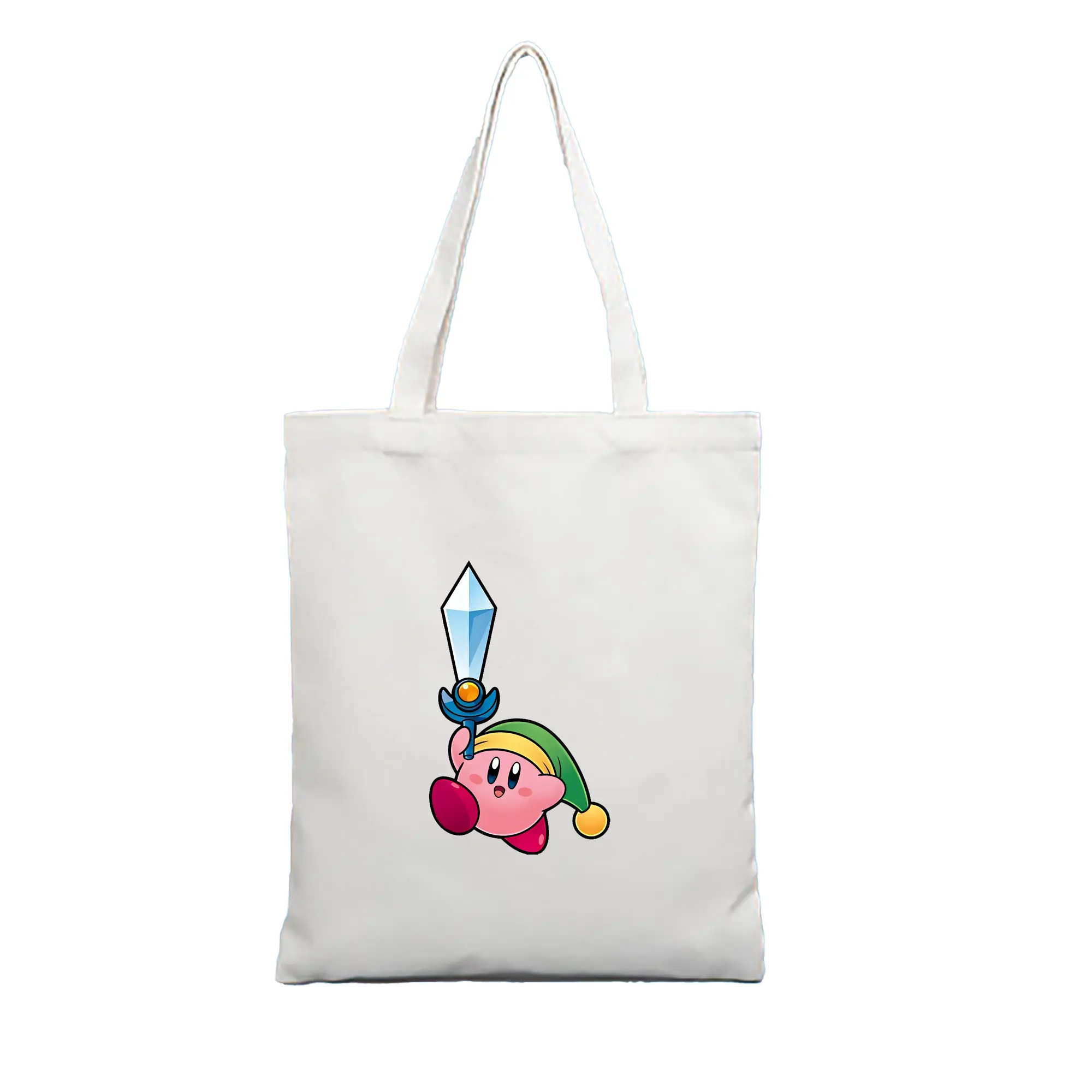 星のカービィ グッズ カービィ - 縦型キャンバス手提げバッグ（トートバッグ） ・ キャンバス素材 ・ ショッピング用 ・ 軽量 丈夫 お手入れ簡単