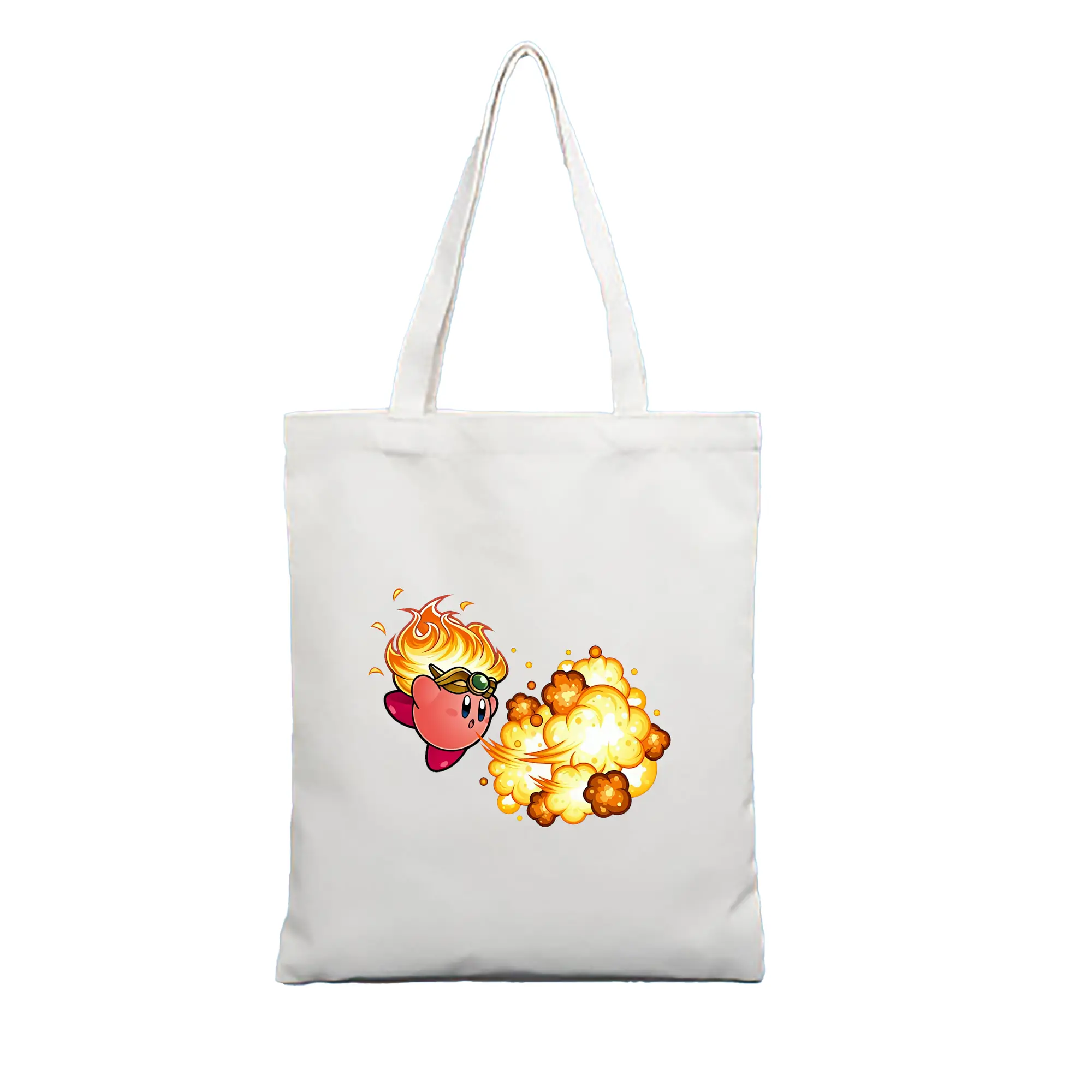 星のカービィ グッズ カービィ - 縦型キャンバス手提げバッグ（トートバッグ） ・ キャンバス素材 ・ ショッピング用 ・ 軽量 丈夫 お手入れ簡単