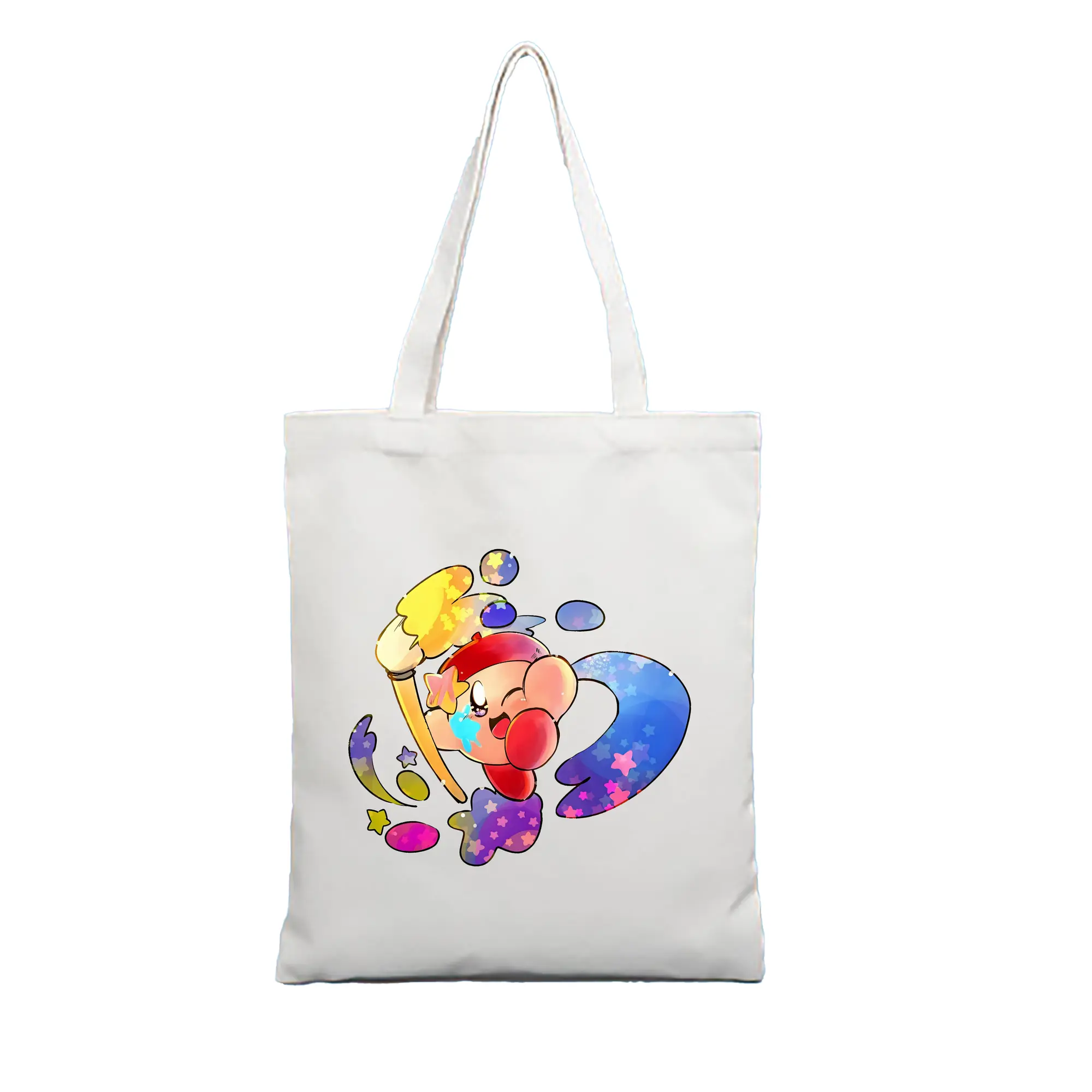 星のカービィ グッズ カービィ - 縦型キャンバス手提げバッグ（トートバッグ） ・ キャンバス素材 ・ ショッピング用 ・ 軽量 丈夫 お手入れ簡単