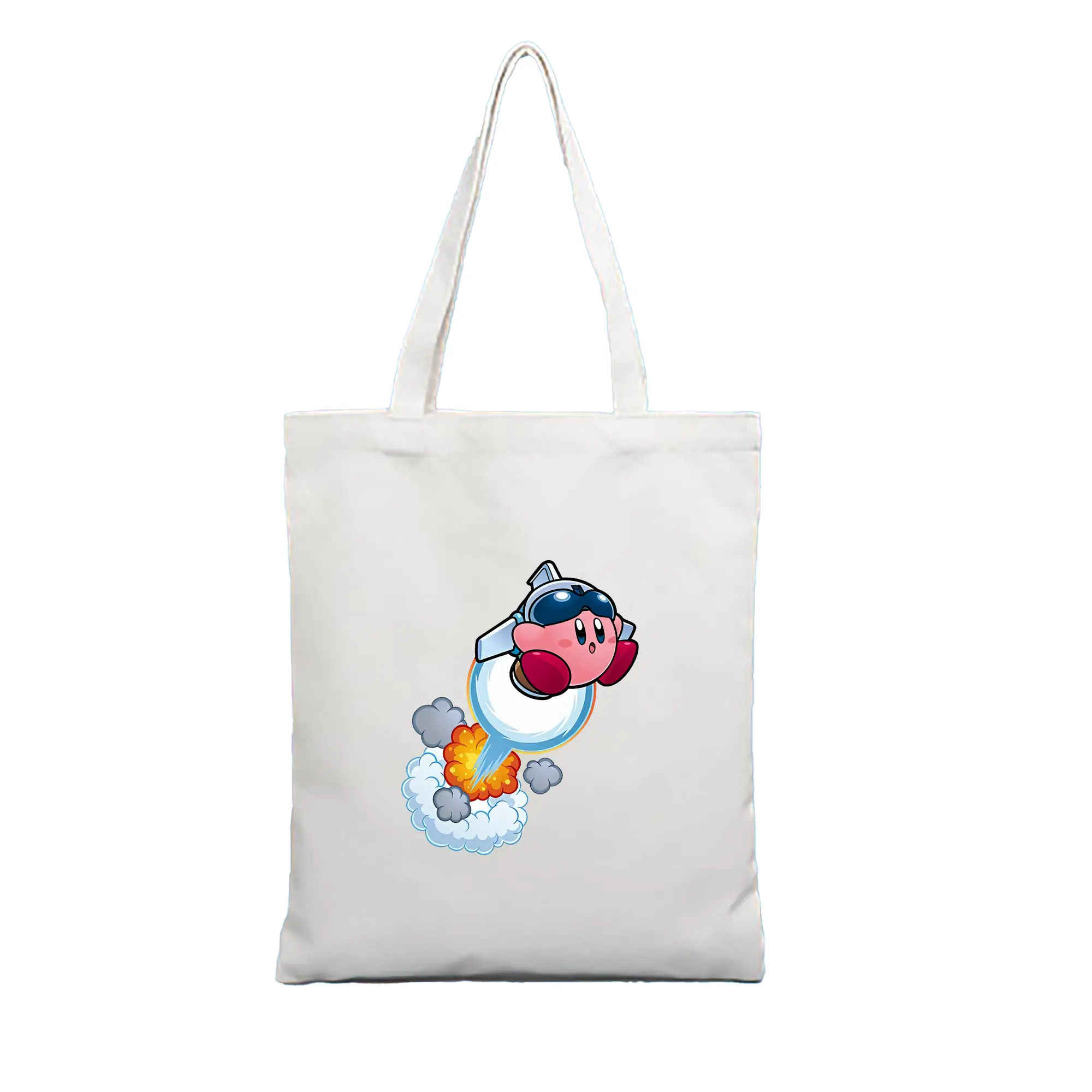 星のカービィ グッズ カービィ - 縦型キャンバス手提げバッグ（トートバッグ） ・ キャンバス素材 ・ ショッピング用 ・ 軽量 丈夫 お手入れ簡単