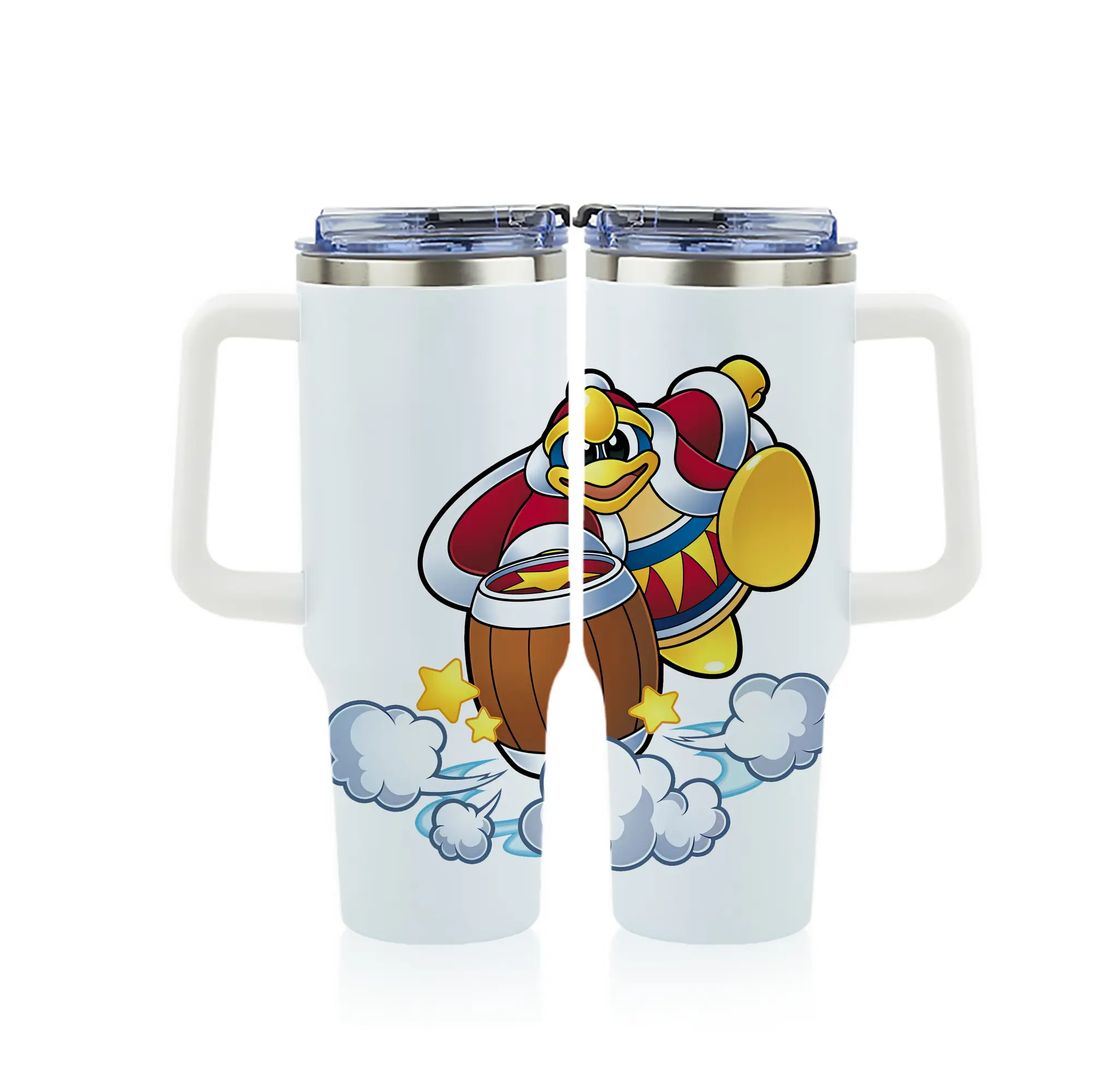 星のカービィ グッズ デデデ大王 - 1200mL フルプリント車用タンブラー ・ 304ステンレス 内側 ・ 201ステンレス 外側 ・ 保温 保冷 ・ 通勤 ドライブ アウトドア用