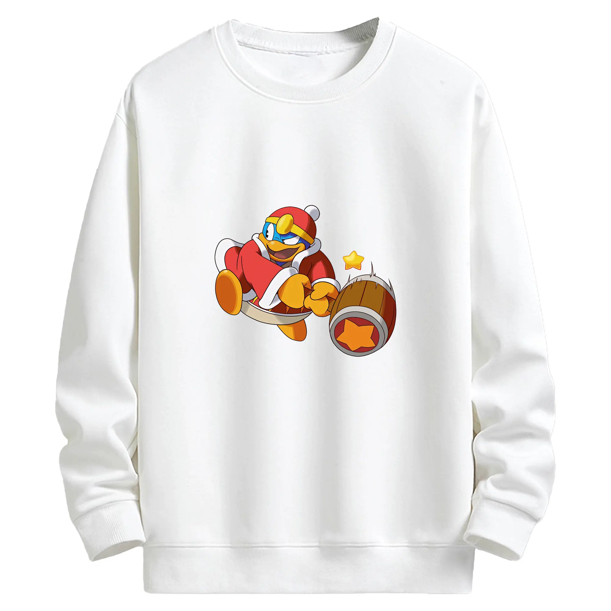 星のカービィ グッズ デデデ大王 - キッズ クルーネックスウェットシャツ ・ フロントプリント ・ 綿80％ ポリエステル20％ ・ 快適 通学 スポーツ 日常使い お散歩用