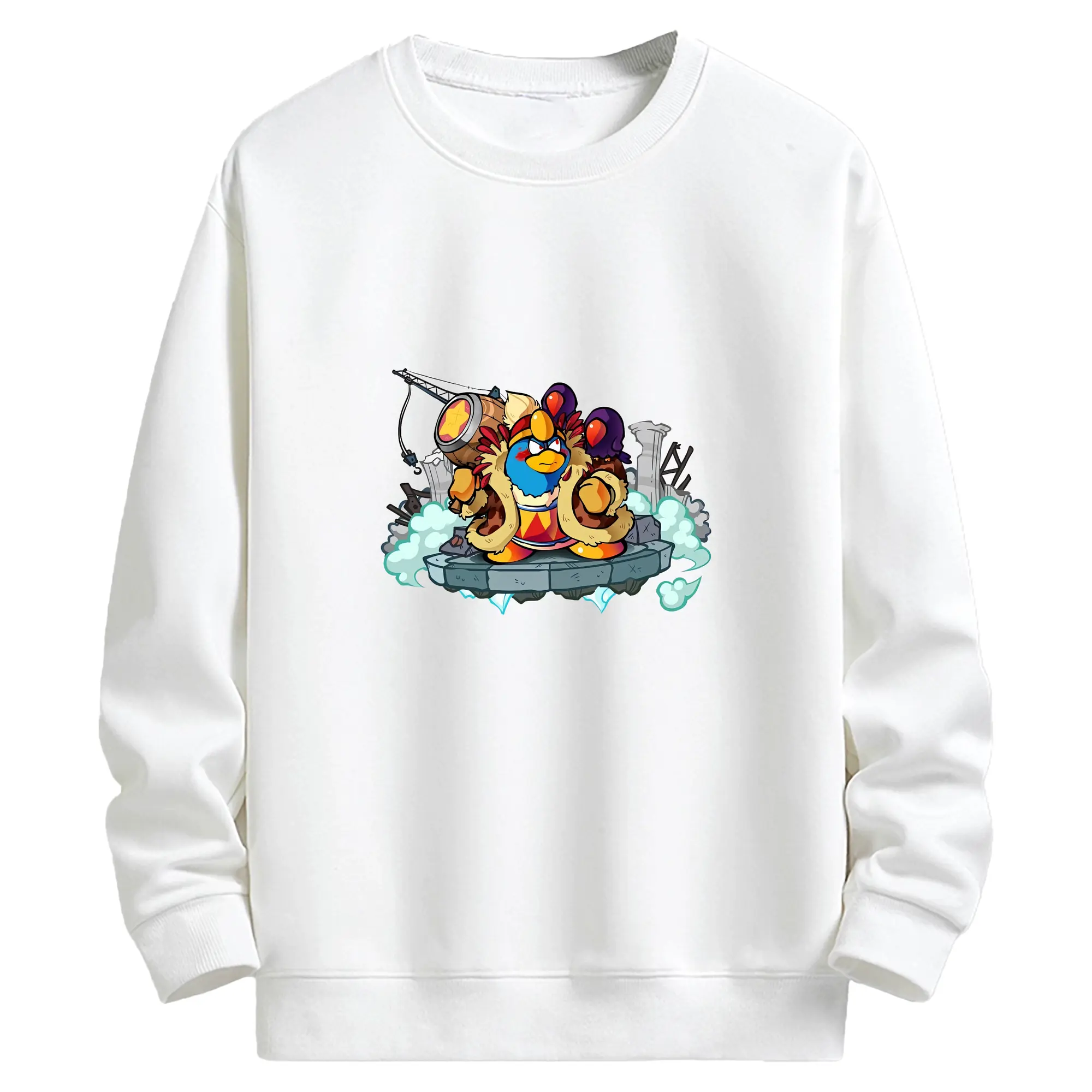 星のカービィ グッズ デデデ大王 - キッズ クルーネックスウェットシャツ ・ フロントプリント ・ 綿80％ ポリエステル20％ ・ 快適 通学 スポーツ 日常使い お散歩用