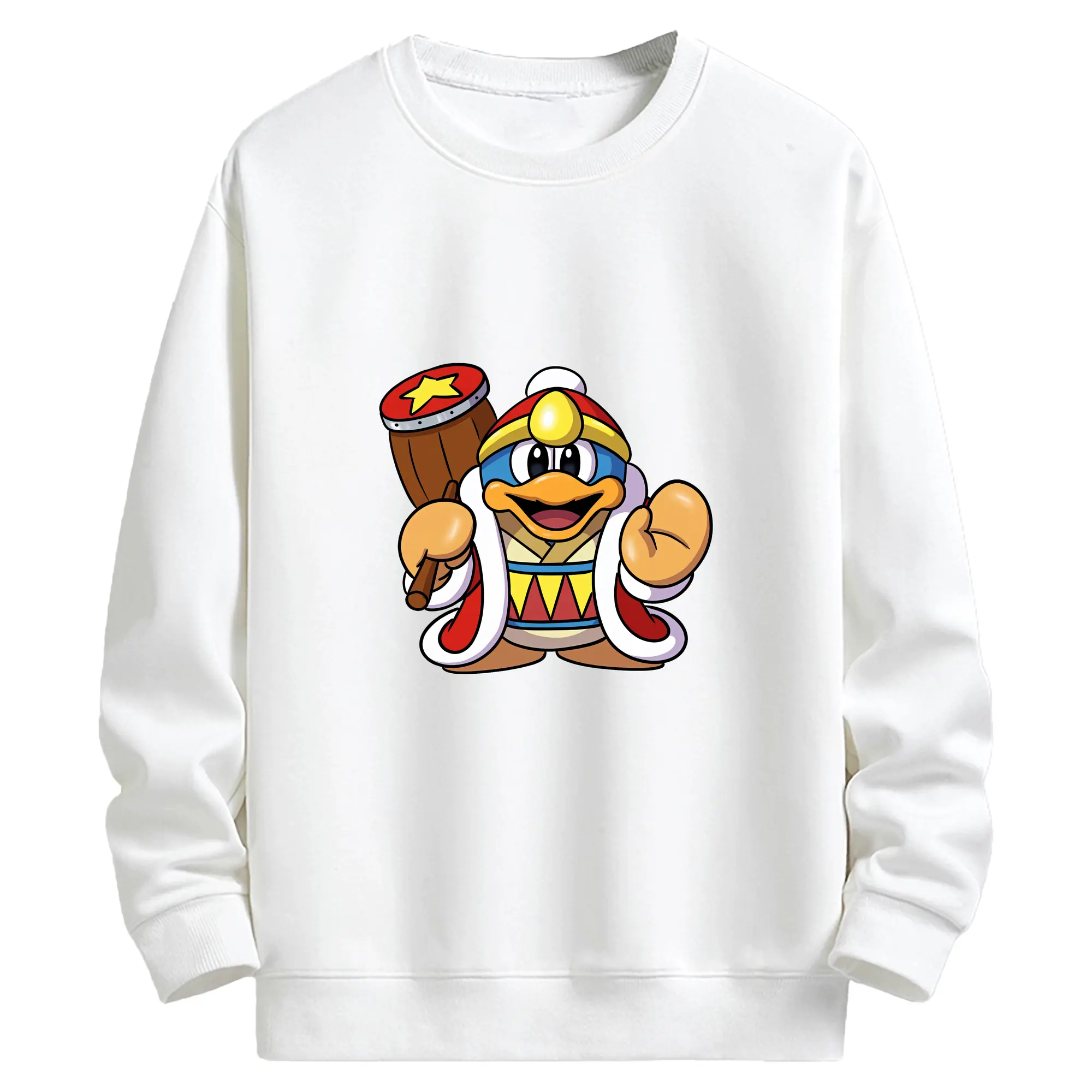 星のカービィ グッズ デデデ大王 - キッズ クルーネックスウェットシャツ ・ フロントプリント ・ 綿80％ ポリエステル20％ ・ 快適 通学 スポーツ 日常使い お散歩用