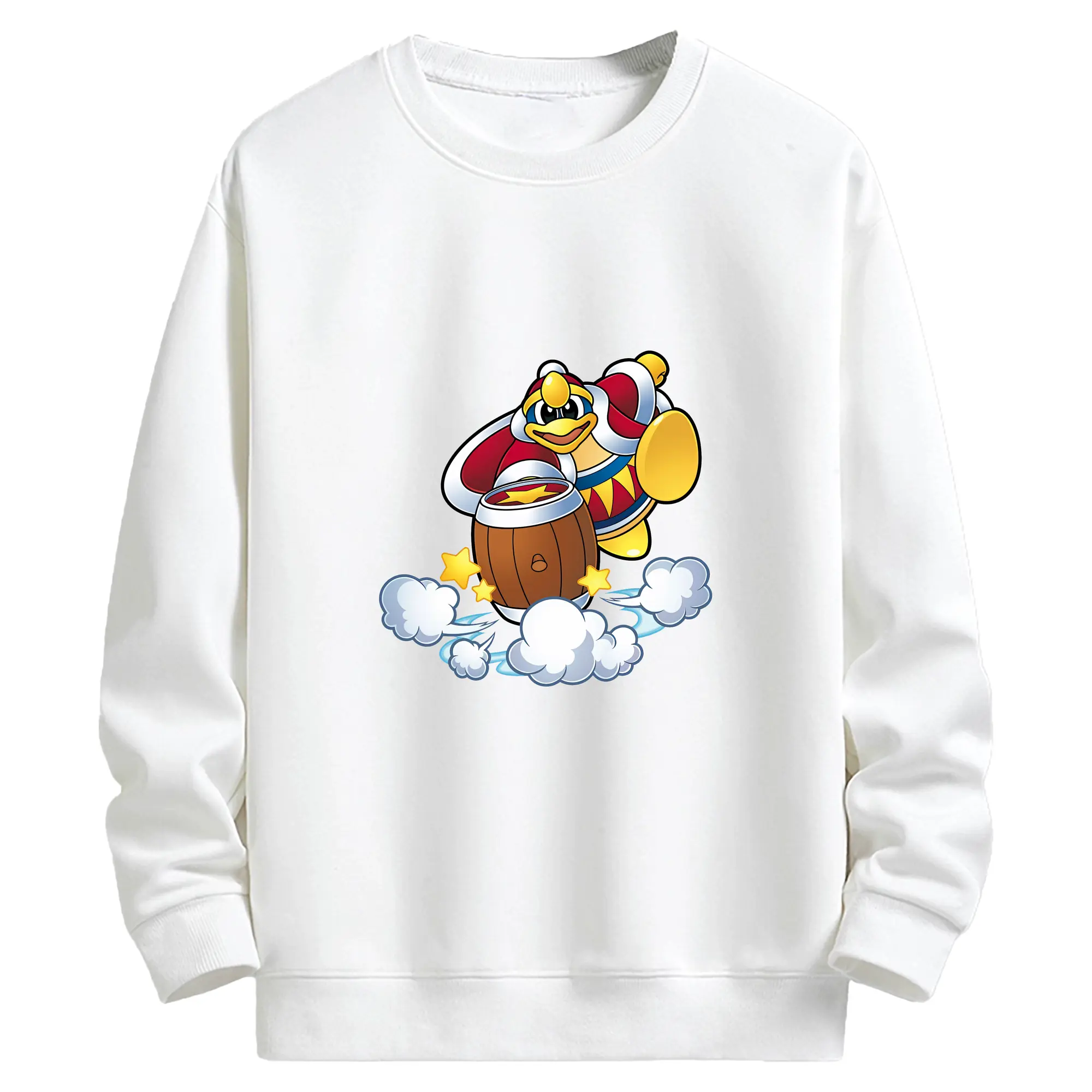 星のカービィ グッズ デデデ大王 - キッズ クルーネックスウェットシャツ ・ フロントプリント ・ 綿80％ ポリエステル20％ ・ 快適 通学 スポーツ 日常使い お散歩用