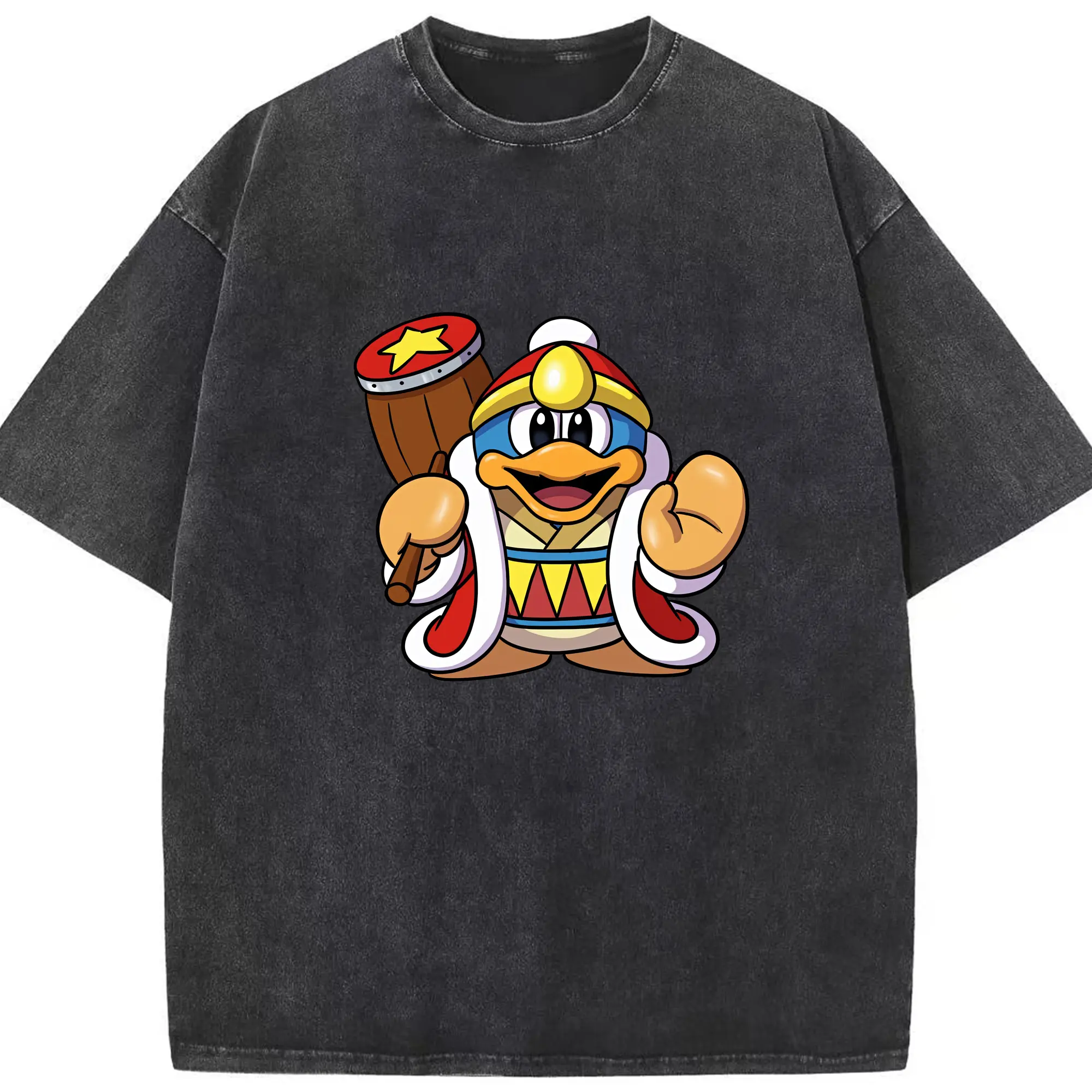 星のカービィ グッズ デデデ大王 - 綿100％ ヴィンテージ風 半袖Tシャツ ・ フロントプリント ・ 柔らか肌触り ・ 通気性 快適 ・ スポーツ カジュアル 外出用