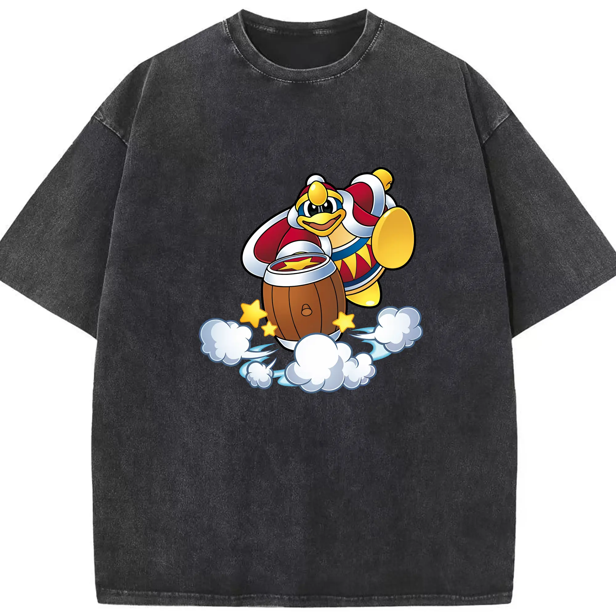 星のカービィ グッズ デデデ大王 - 綿100％ ヴィンテージ風 半袖Tシャツ ・ フロントプリント ・ 柔らか肌触り ・ 通気性 快適 ・ スポーツ カジュアル 外出用