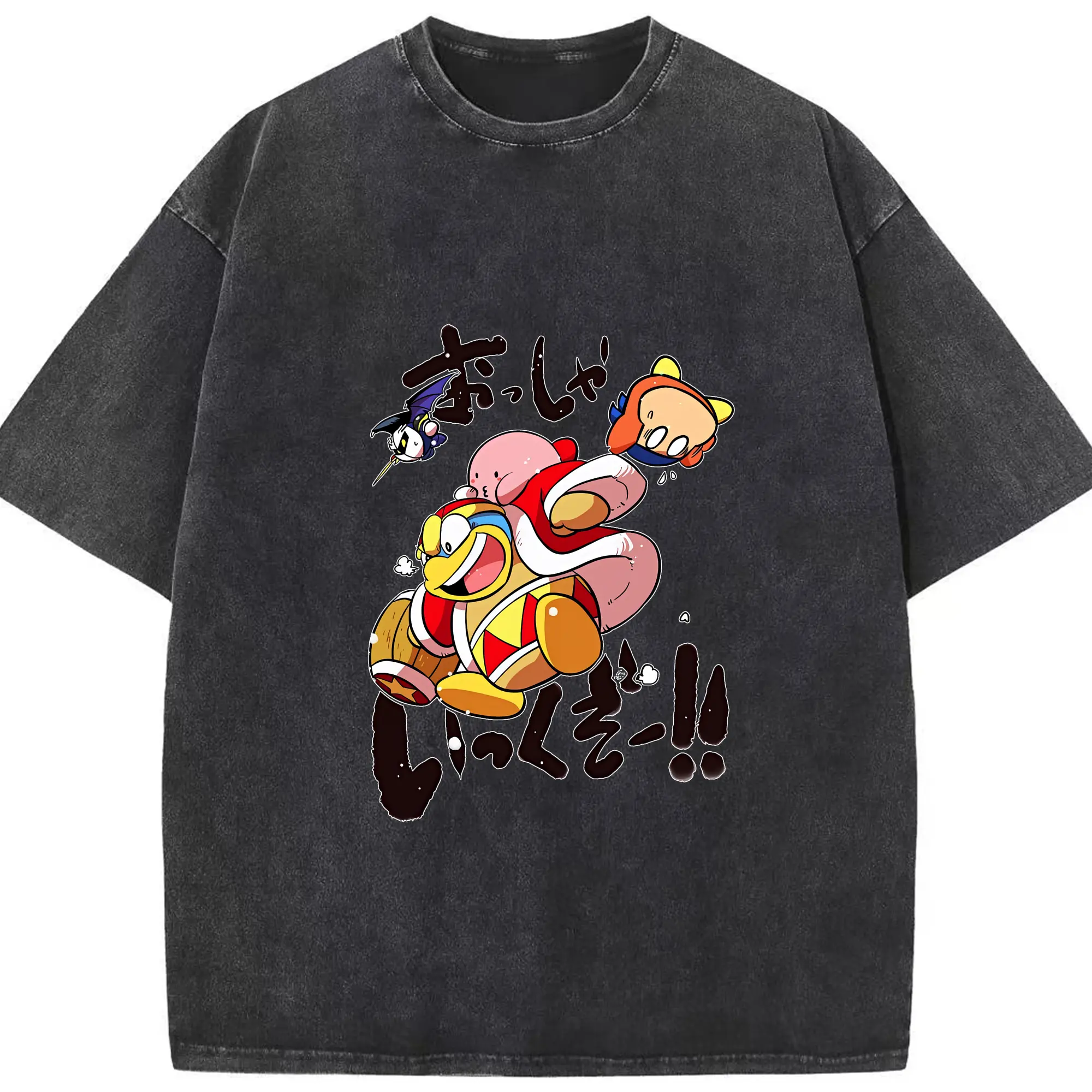 星のカービィ グッズ デデデ大王 - 綿100％ ヴィンテージ風 半袖Tシャツ ・ フロントプリント ・ 柔らか肌触り ・ 通気性 快適 ・ スポーツ カジュアル 外出用
