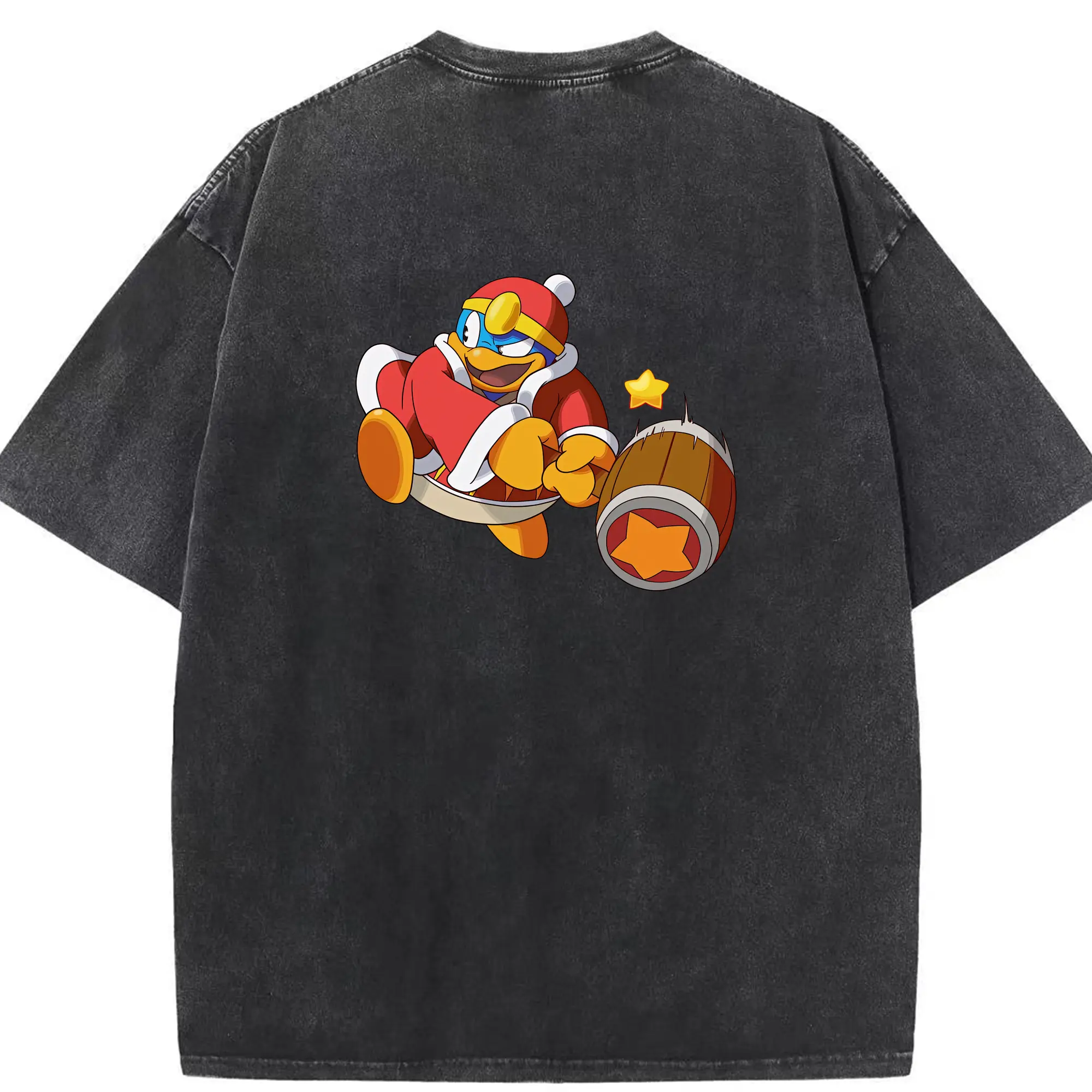 星のカービィ グッズ デデデ大王 - 綿100％ ヴィンテージ風 半袖Tシャツ ・ 背面プリント ・ 柔らか肌触り ・ 通気性 快適 ・ スポーツ カジュアル 外出用