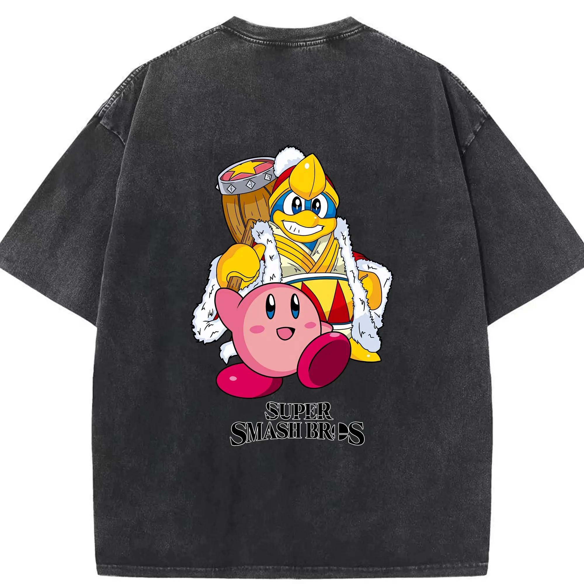 星のカービィ グッズ デデデ大王 - 綿100％ ヴィンテージ風 半袖Tシャツ ・ 背面プリント ・ 柔らか肌触り ・ 通気性 快適 ・ スポーツ カジュアル 外出用