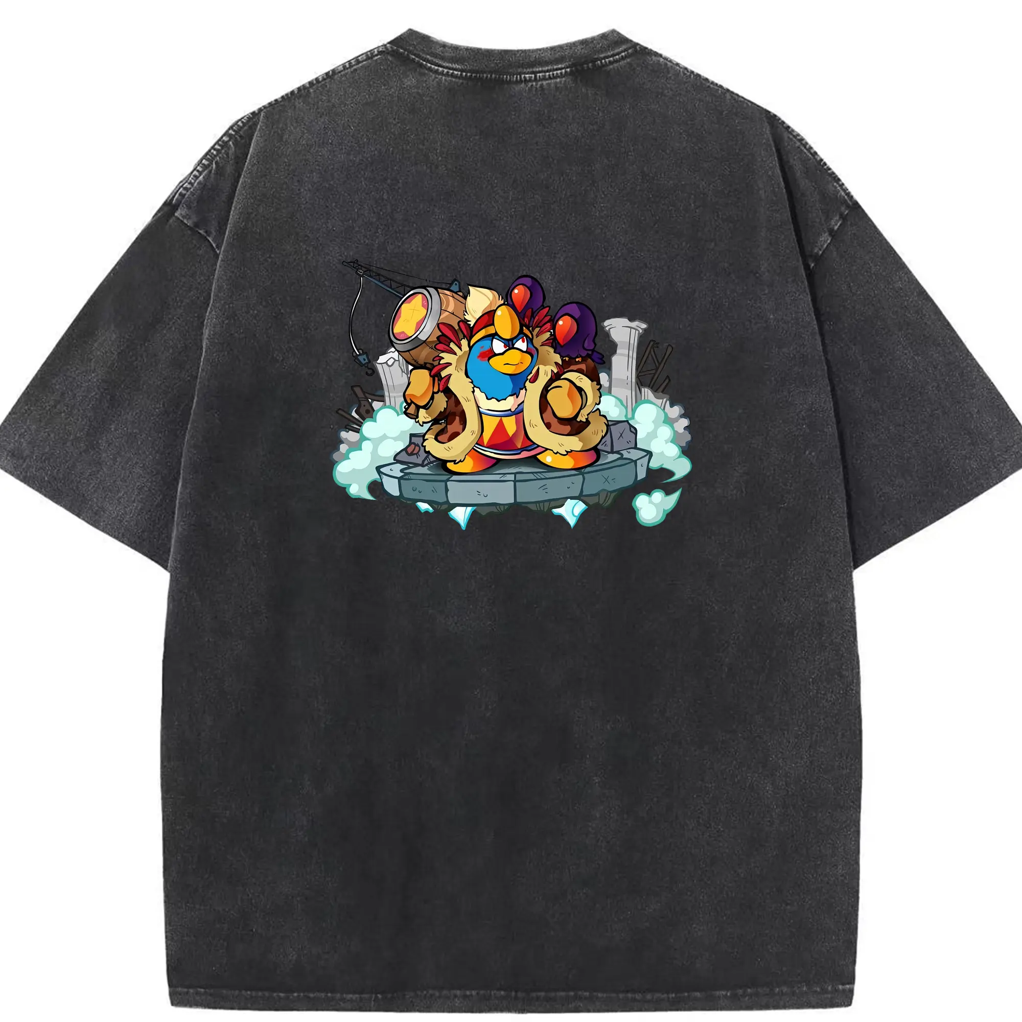 星のカービィ グッズ デデデ大王 - 綿100％ ヴィンテージ風 半袖Tシャツ ・ 背面プリント ・ 柔らか肌触り ・ 通気性 快適 ・ スポーツ カジュアル 外出用