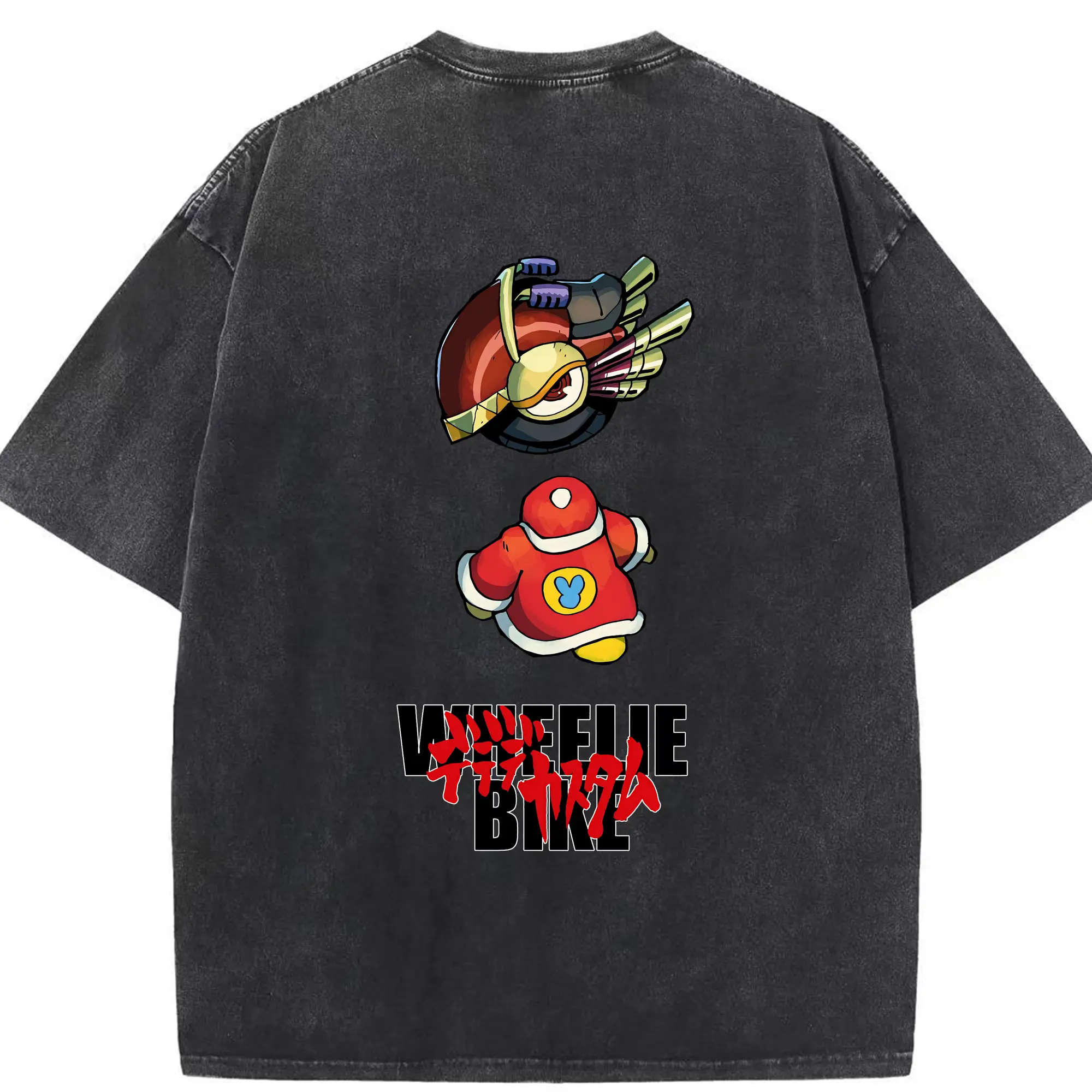 星のカービィ グッズ デデデ大王 - 綿100％ ヴィンテージ風 半袖Tシャツ ・ 背面プリント ・ 柔らか肌触り ・ 通気性 快適 ・ スポーツ カジュアル 外出用