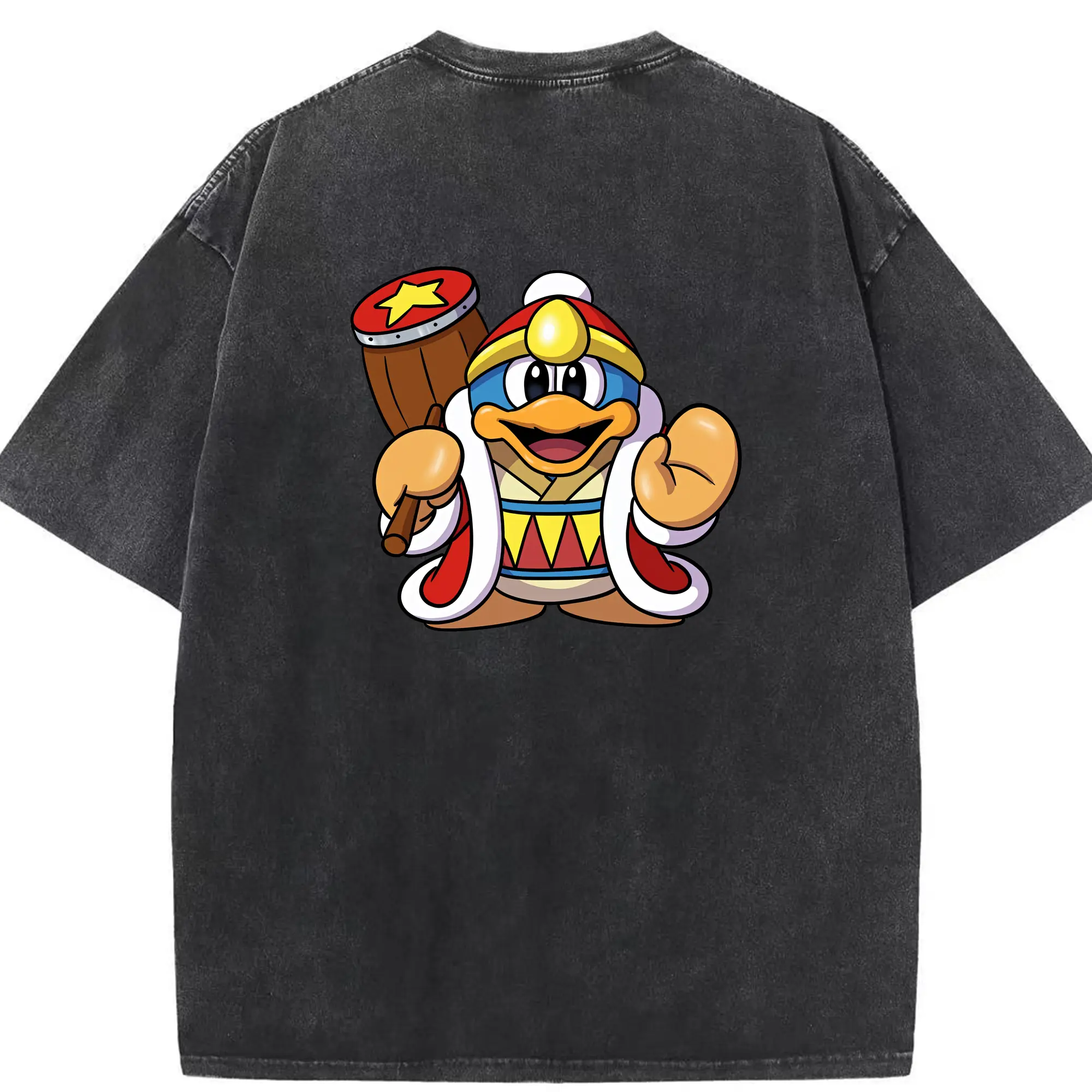 星のカービィ グッズ デデデ大王 - 綿100％ ヴィンテージ風 半袖Tシャツ ・ 背面プリント ・ 柔らか肌触り ・ 通気性 快適 ・ スポーツ カジュアル 外出用