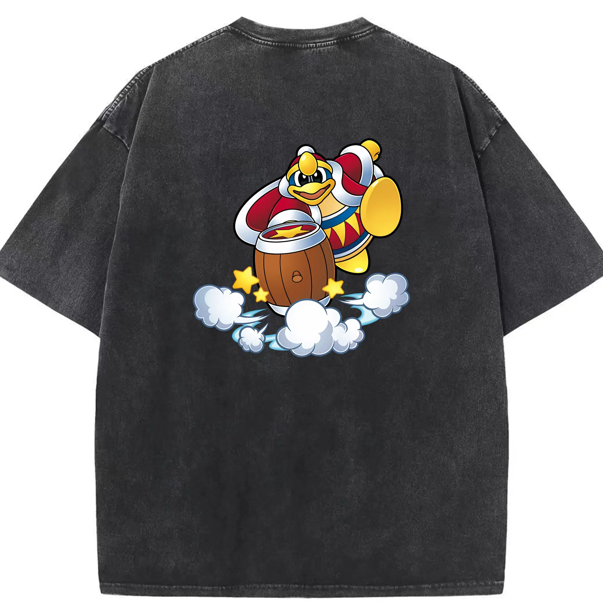 星のカービィ グッズ デデデ大王 - 綿100％ ヴィンテージ風 半袖Tシャツ ・ 背面プリント ・ 柔らか肌触り ・ 通気性 快適 ・ スポーツ カジュアル 外出用