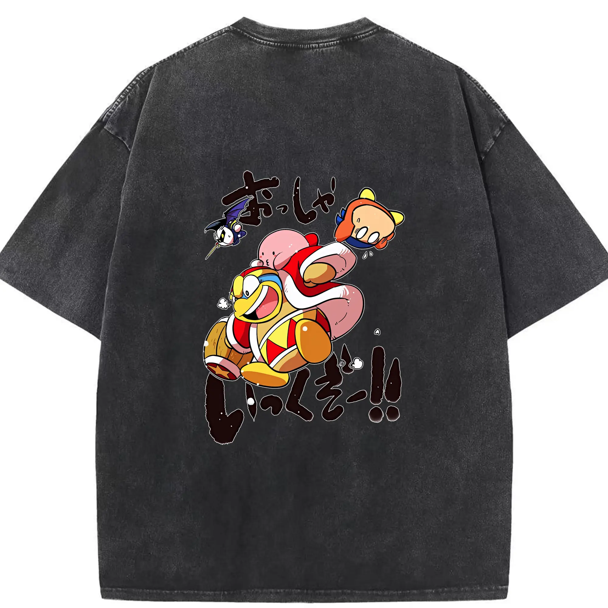 星のカービィ グッズ デデデ大王 - 綿100％ ヴィンテージ風 半袖Tシャツ ・ 背面プリント ・ 柔らか肌触り ・ 通気性 快適 ・ スポーツ カジュアル 外出用