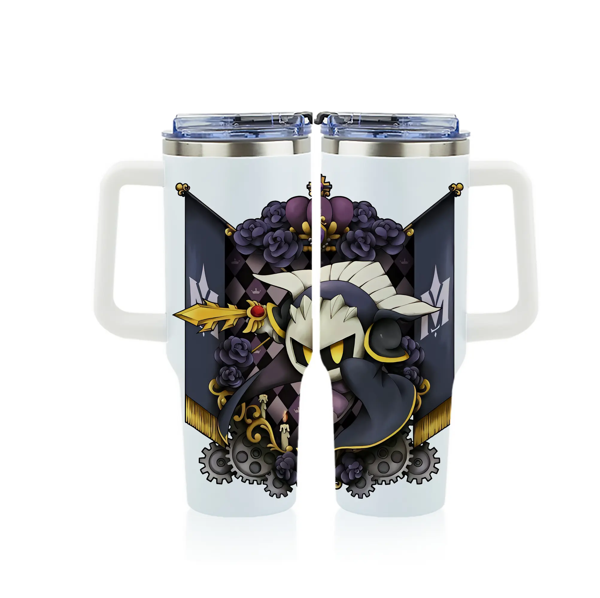 星のカービィ グッズ メタナイト - 1200mL フルプリント車用タンブラー ・ 304ステンレス 内側 ・ 201ステンレス 外側 ・ 保温 保冷 ・ 通勤 ドライブ アウトドア用