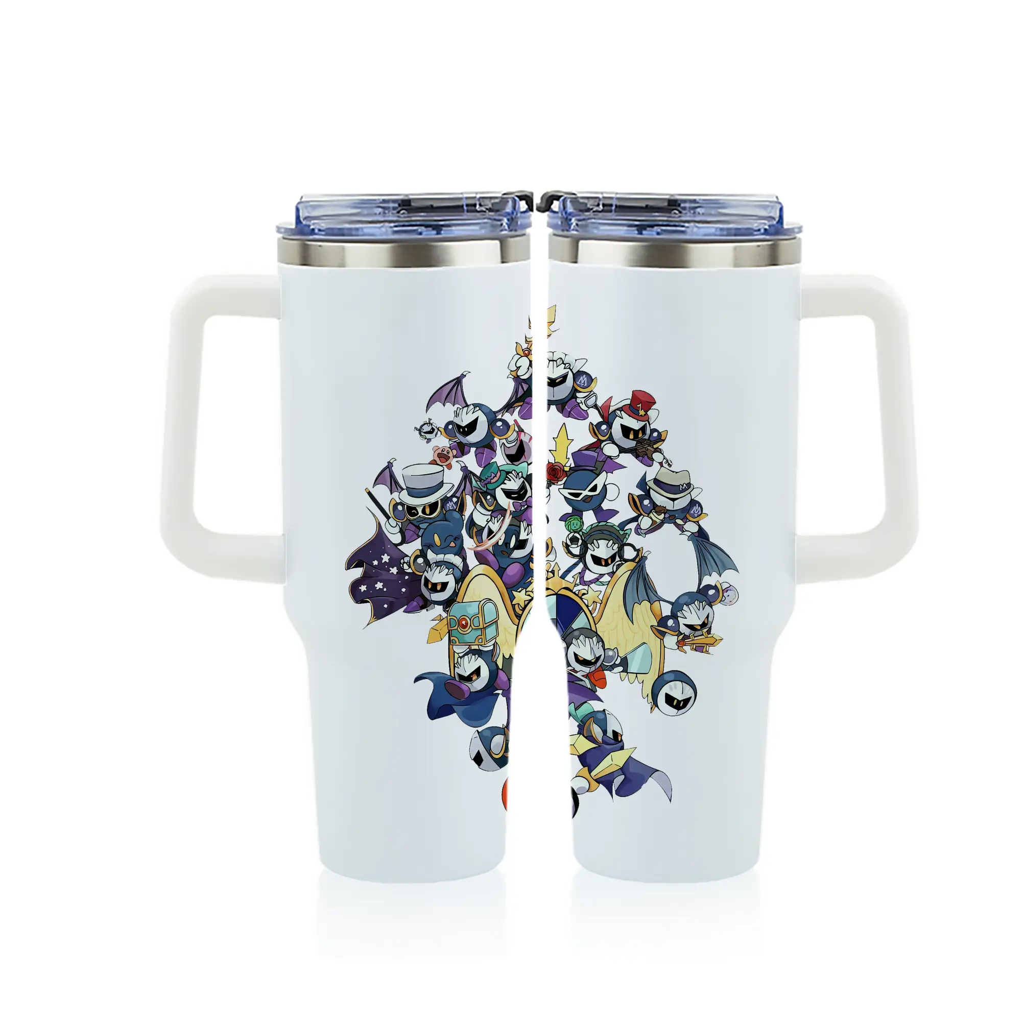 星のカービィ グッズ メタナイト - 1200mL フルプリント車用タンブラー ・ 304ステンレス 内側 ・ 201ステンレス 外側 ・ 保温 保冷 ・ 通勤 ドライブ アウトドア用