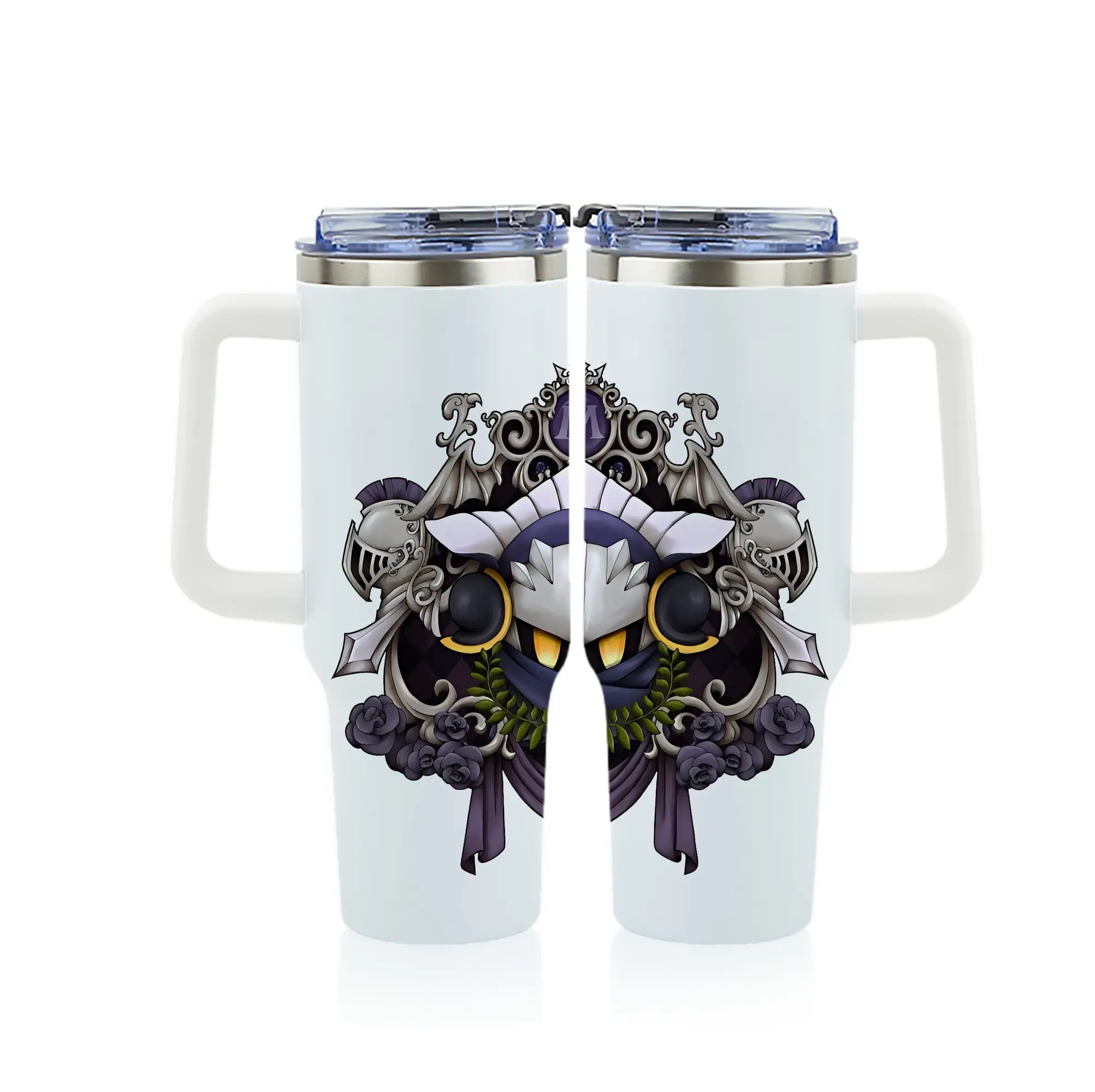 星のカービィ グッズ メタナイト - 1200mL フルプリント車用タンブラー ・ 304ステンレス 内側 ・ 201ステンレス 外側 ・ 保温 保冷 ・ 通勤 ドライブ アウトドア用