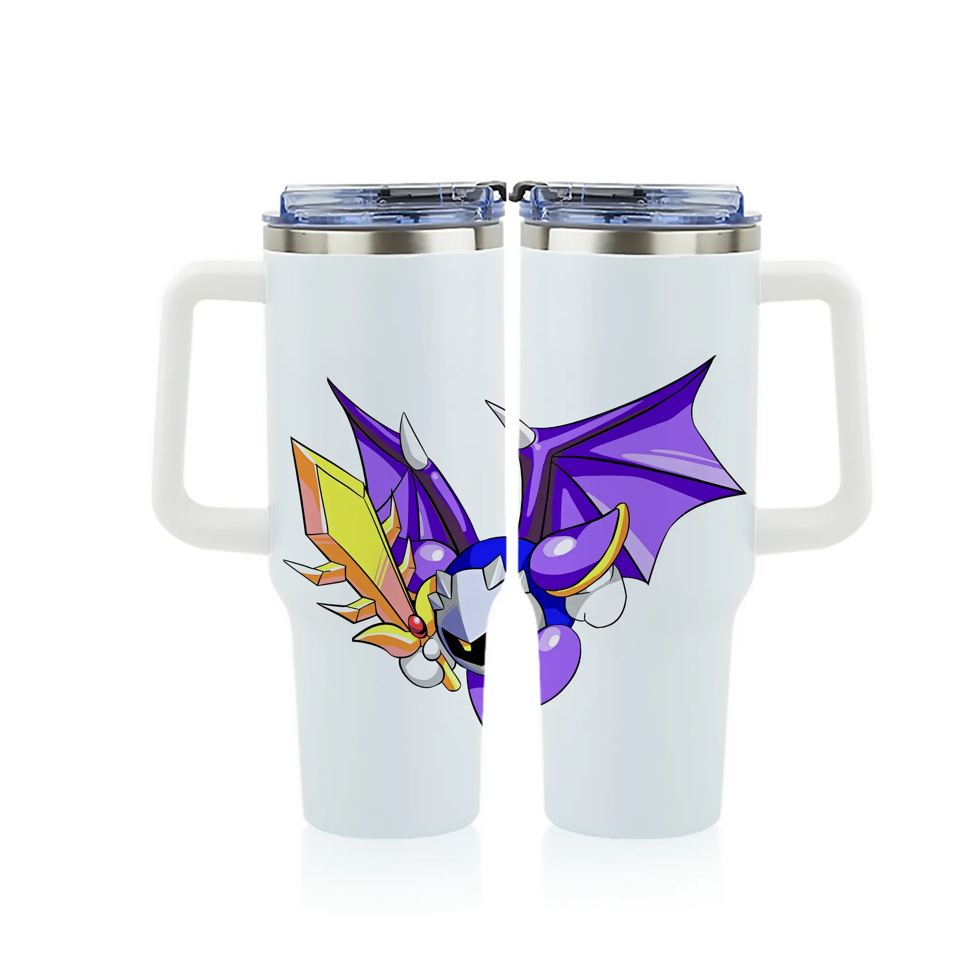 星のカービィ グッズ メタナイト - 1200mL フルプリント車用タンブラー ・ 304ステンレス 内側 ・ 201ステンレス 外側 ・ 保温 保冷 ・ 通勤 ドライブ アウトドア用